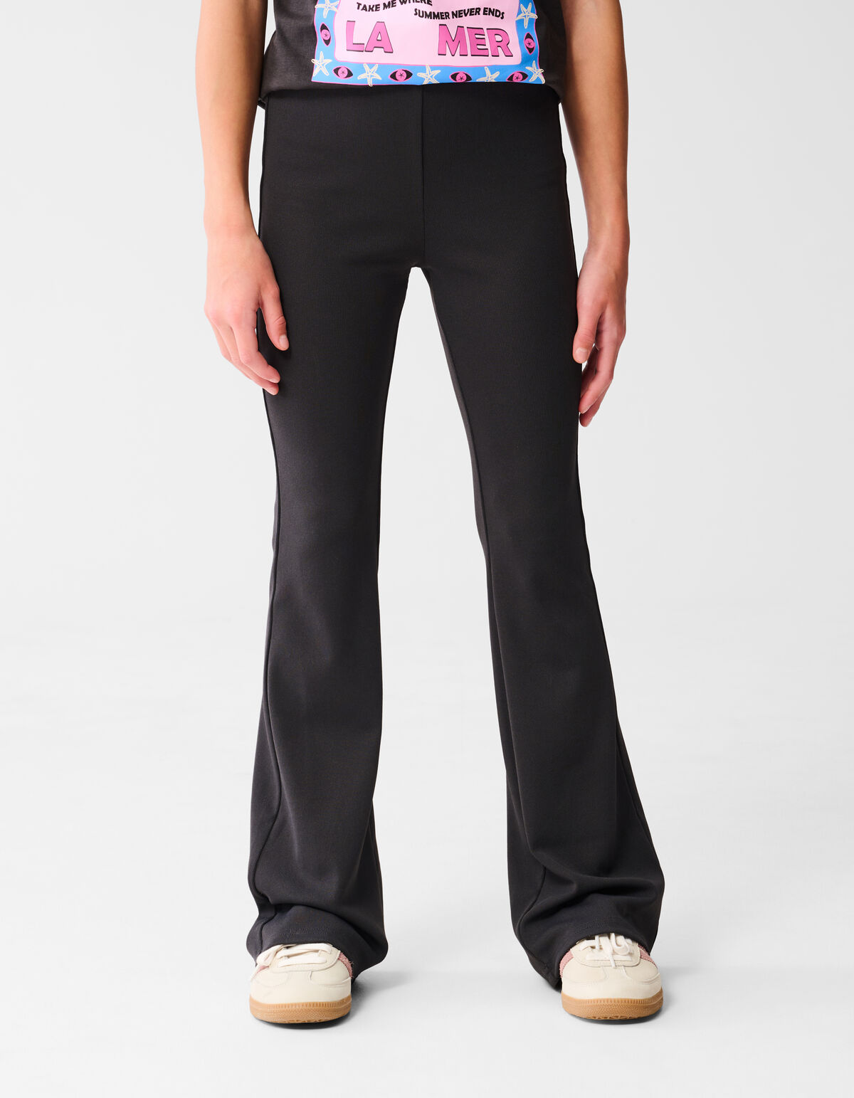 Ripp-Leggings mit ausgestelltem Bein Dunkelgrau SHOEBY GIRLS