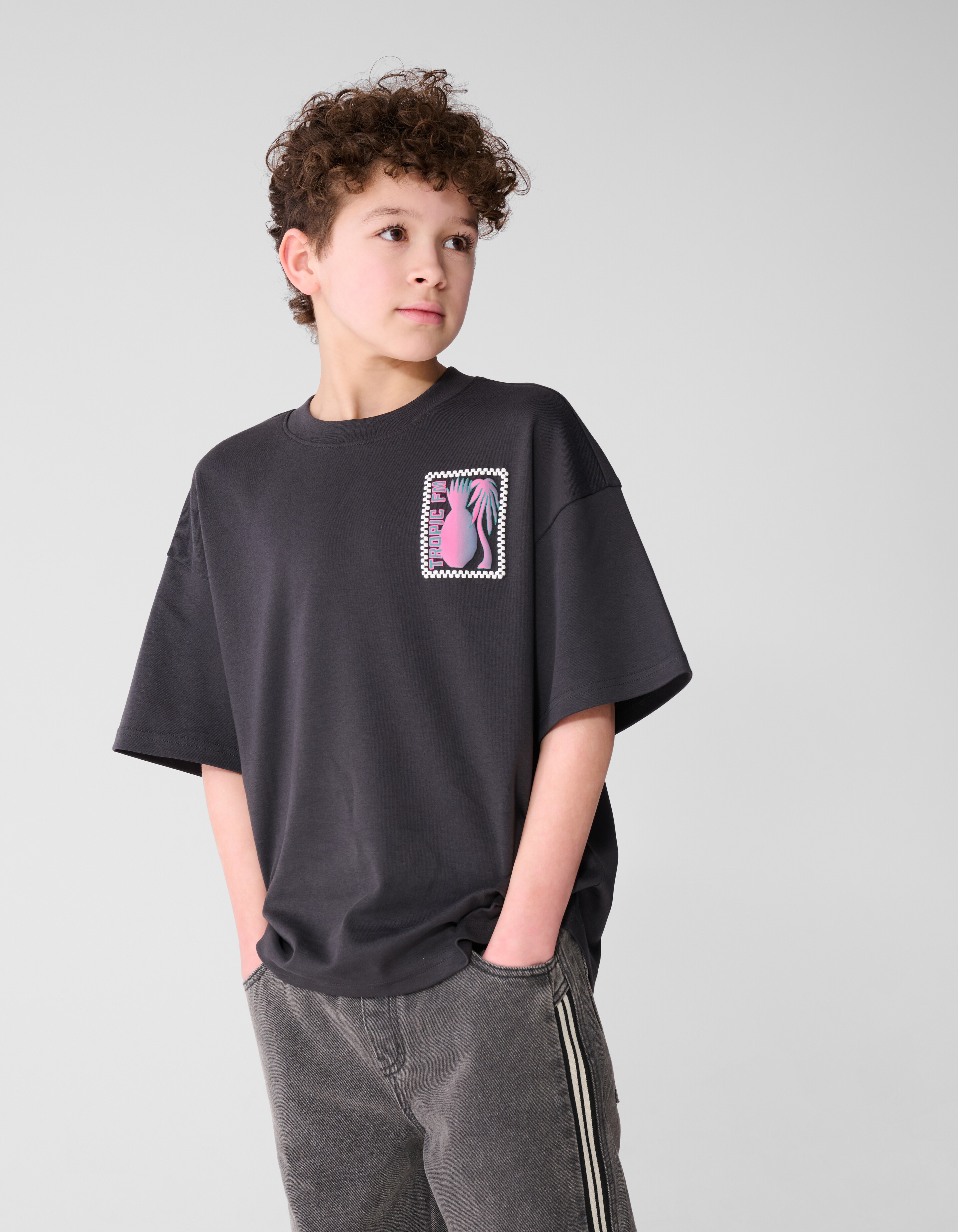 Tropic Artwork T-Shirt Dunkelgrau SHOEBY BOYS