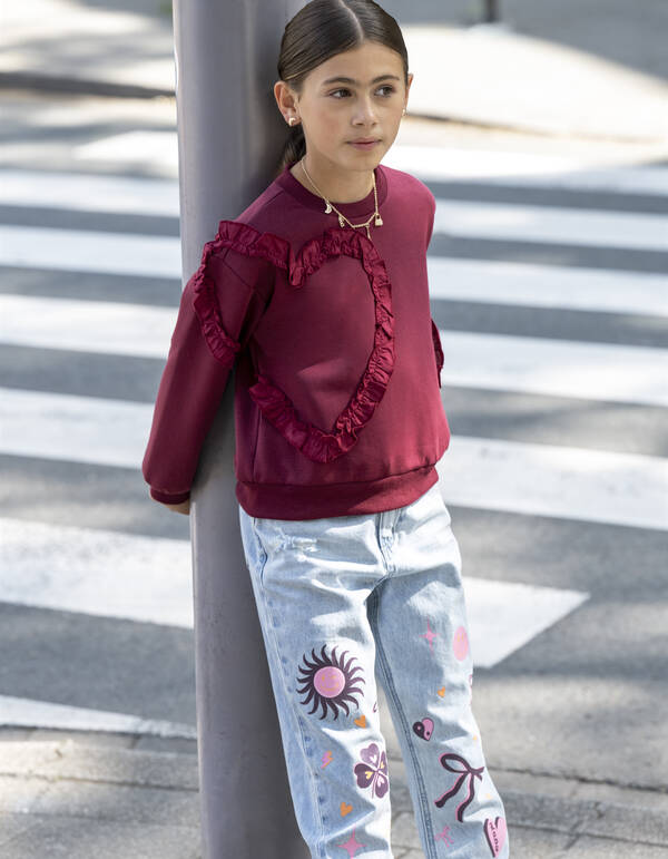 Ruffle Heart Pullover Dunkelrot SHOEBY GIRLS