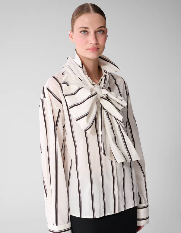 Gestreifte Jacquard-Bluse Offwhite By Mieke SHOEBY WOMEN