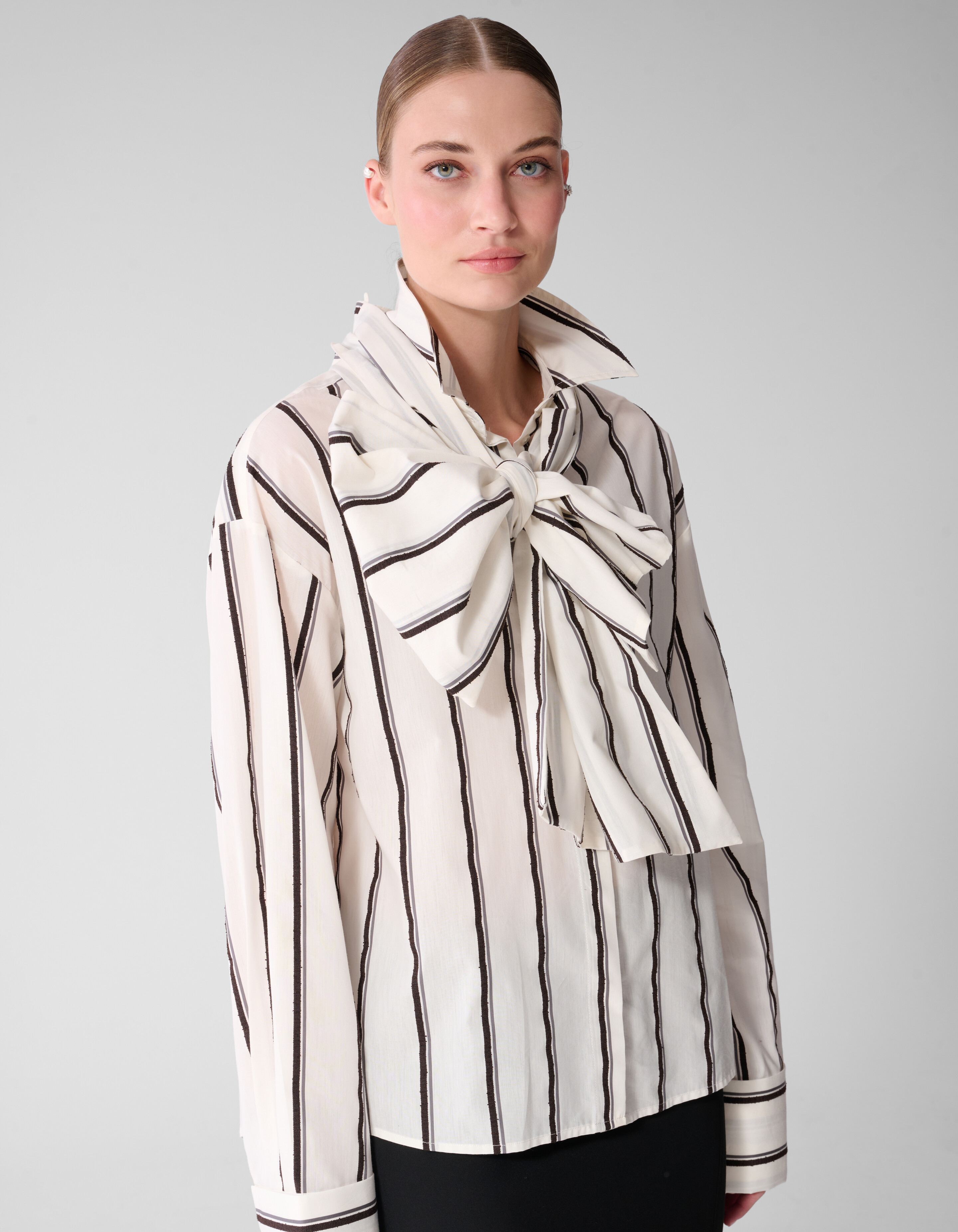 Gestreifte Jacquard-Bluse Offwhite By Mieke SHOEBY WOMEN