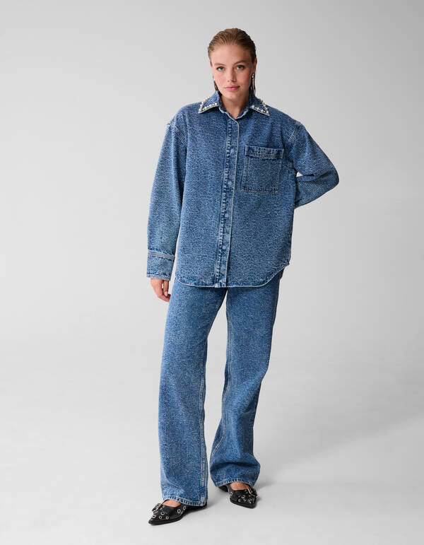 Jeans Structure mit weitem Bein in Mittelstein SHOEBY WOMEN