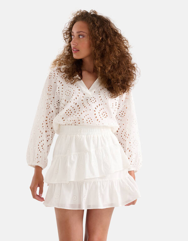 Broderie-Bluse Weiß SHOEBY WOMEN