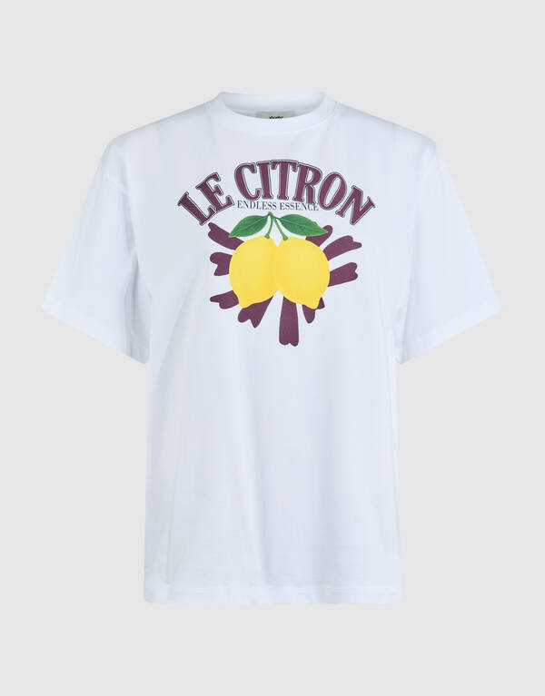 &Uuml;bergr&ouml;&szlig;en-T-Shirt mit Le Citron-Motiv Wit SHOEBY WOMEN