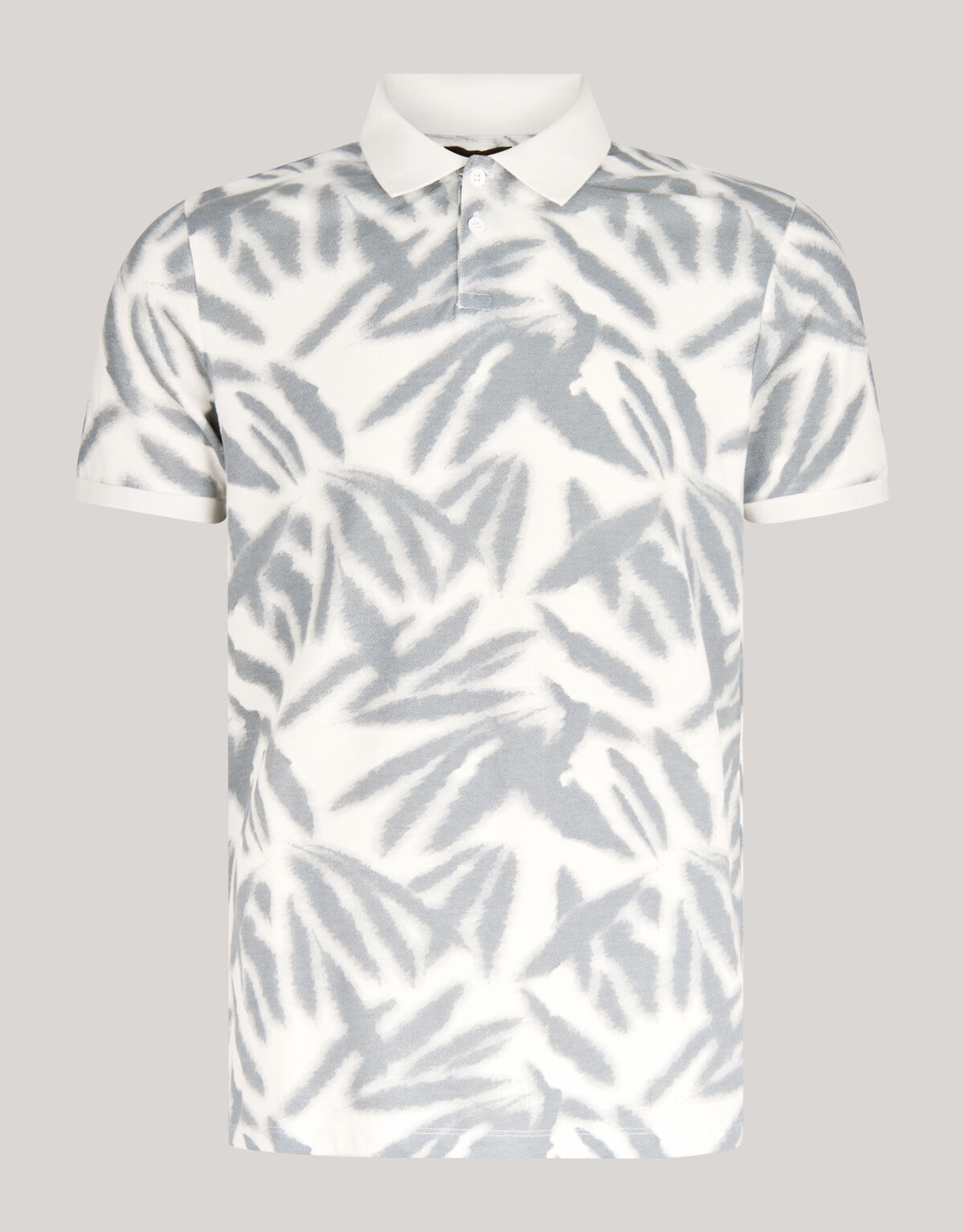 Blattdruck Polo Weiß SHOEBY MEN