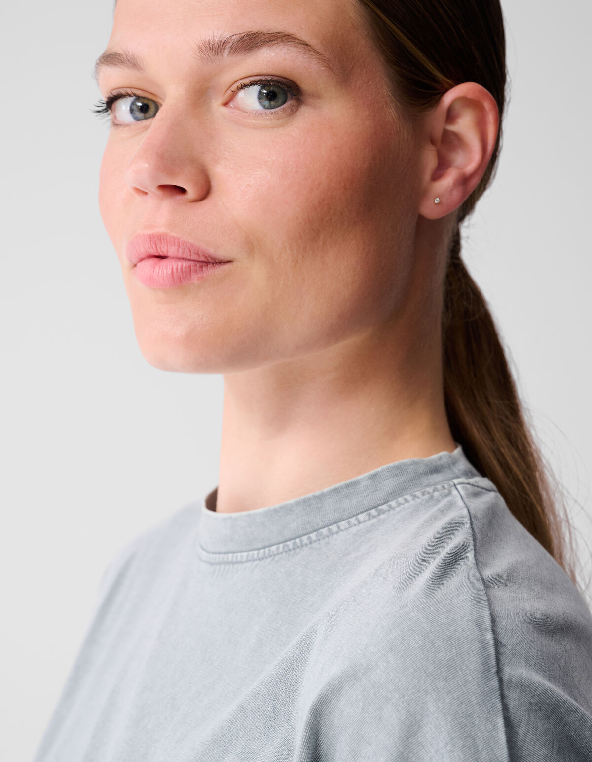 Übergroßes gewaschenes T-shirt Hellgrau SHOEBY WOMEN