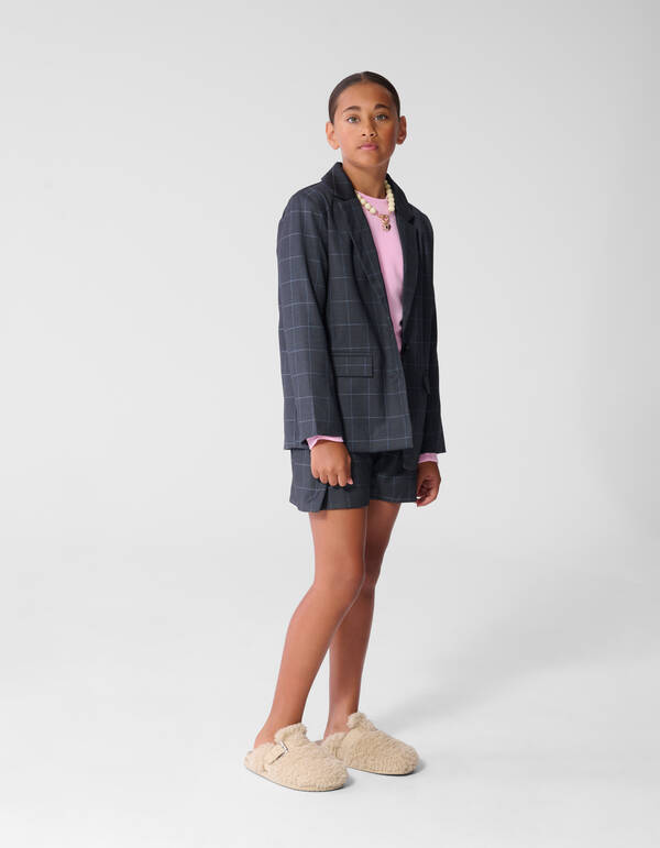 Blazer mit Karomuster in Relaxed Fit Dunkelgrau SHOEBY GIRLS