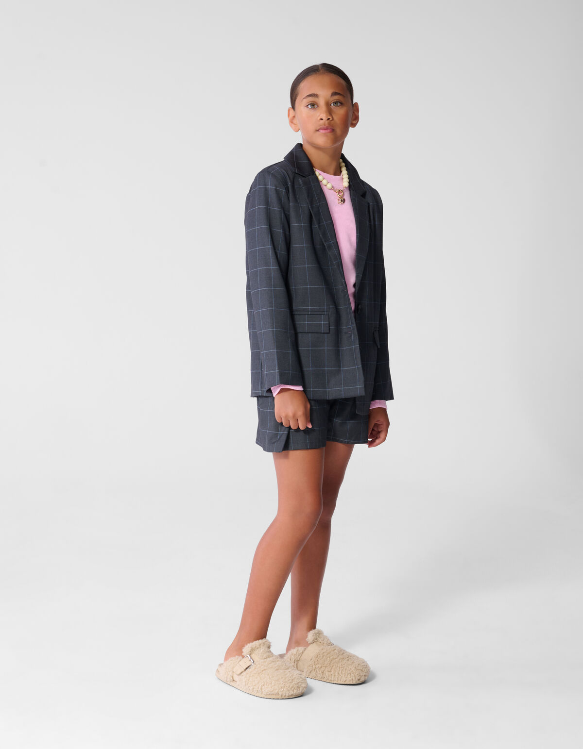 Blazer mit Karomuster in Relaxed Fit Dunkelgrau SHOEBY GIRLS