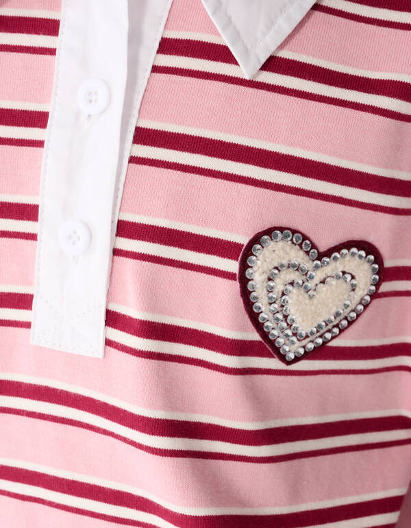 Gestreiftes Langarm-Polohemd Rot/Rosa SHOEBY GIRLS