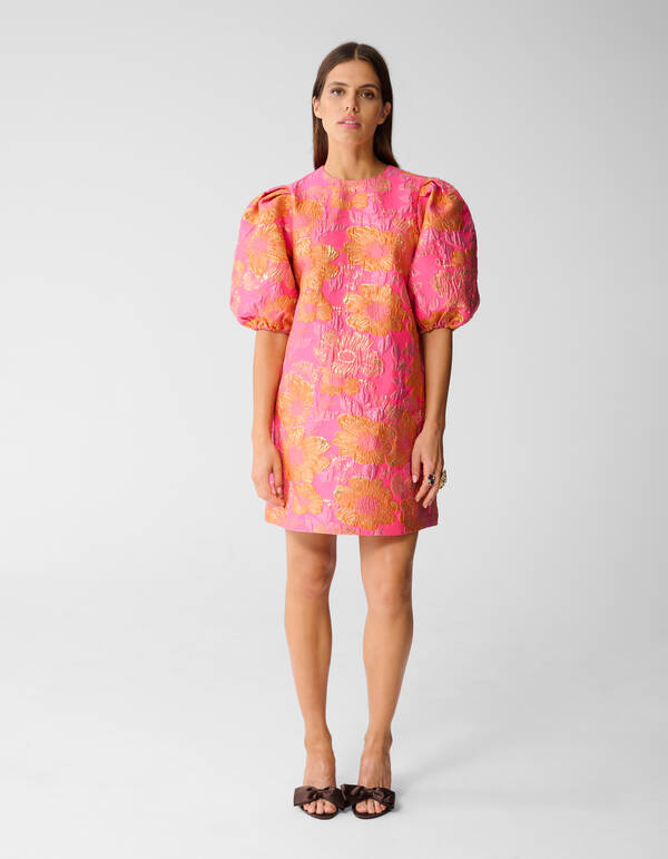 Jacquard-Blumen-Minikleid Rosa SHOEBY WOMEN