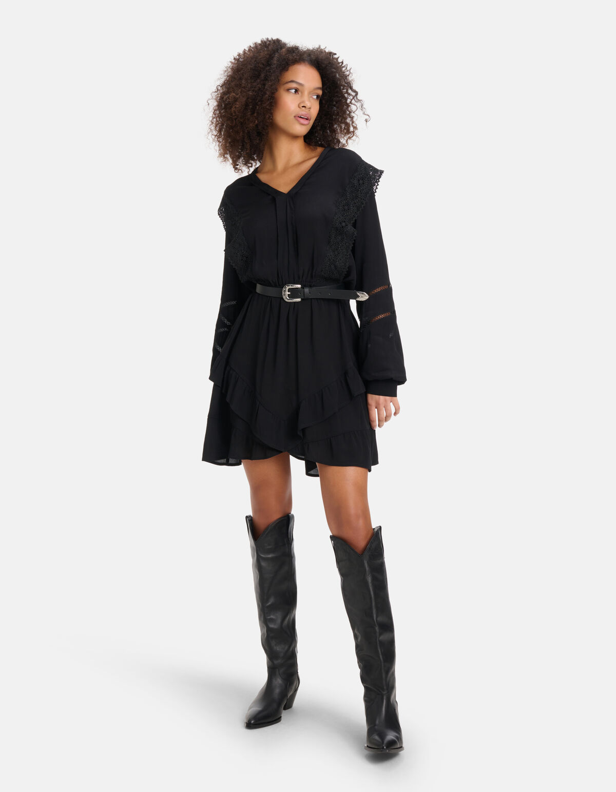 Spitzen-Bandkleid Schwarz SHOEBY WOMEN
