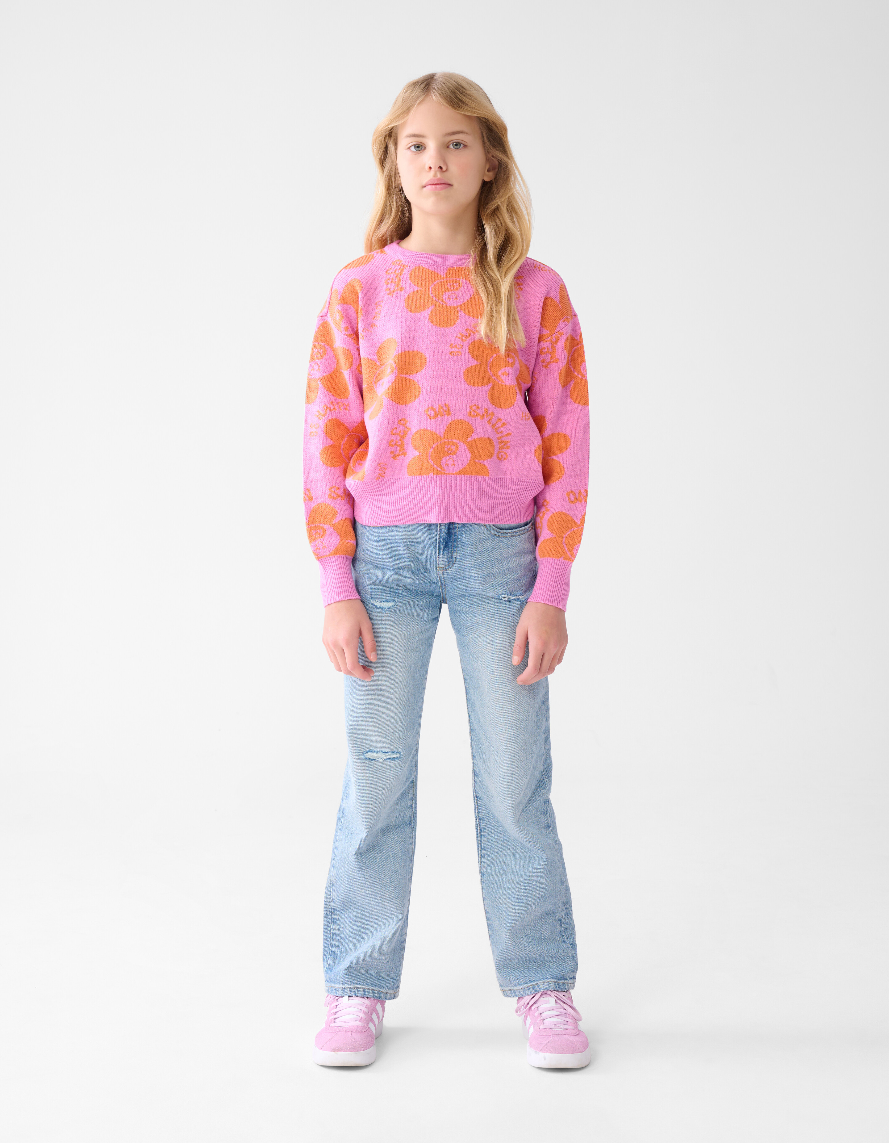 Zerstörte Straight Leg Jeans Blauw SHOEBY GIRLS