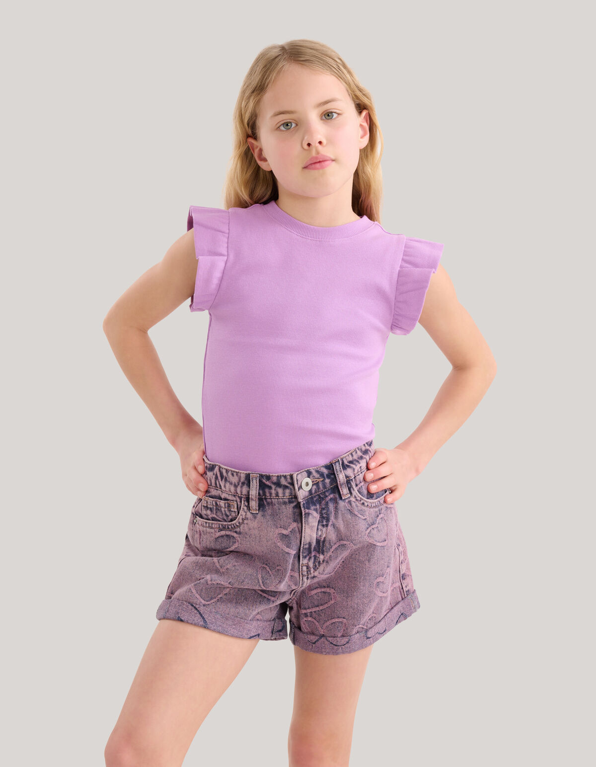 Ruffle Rib Top Hellviolett SHOEBY GIRLS