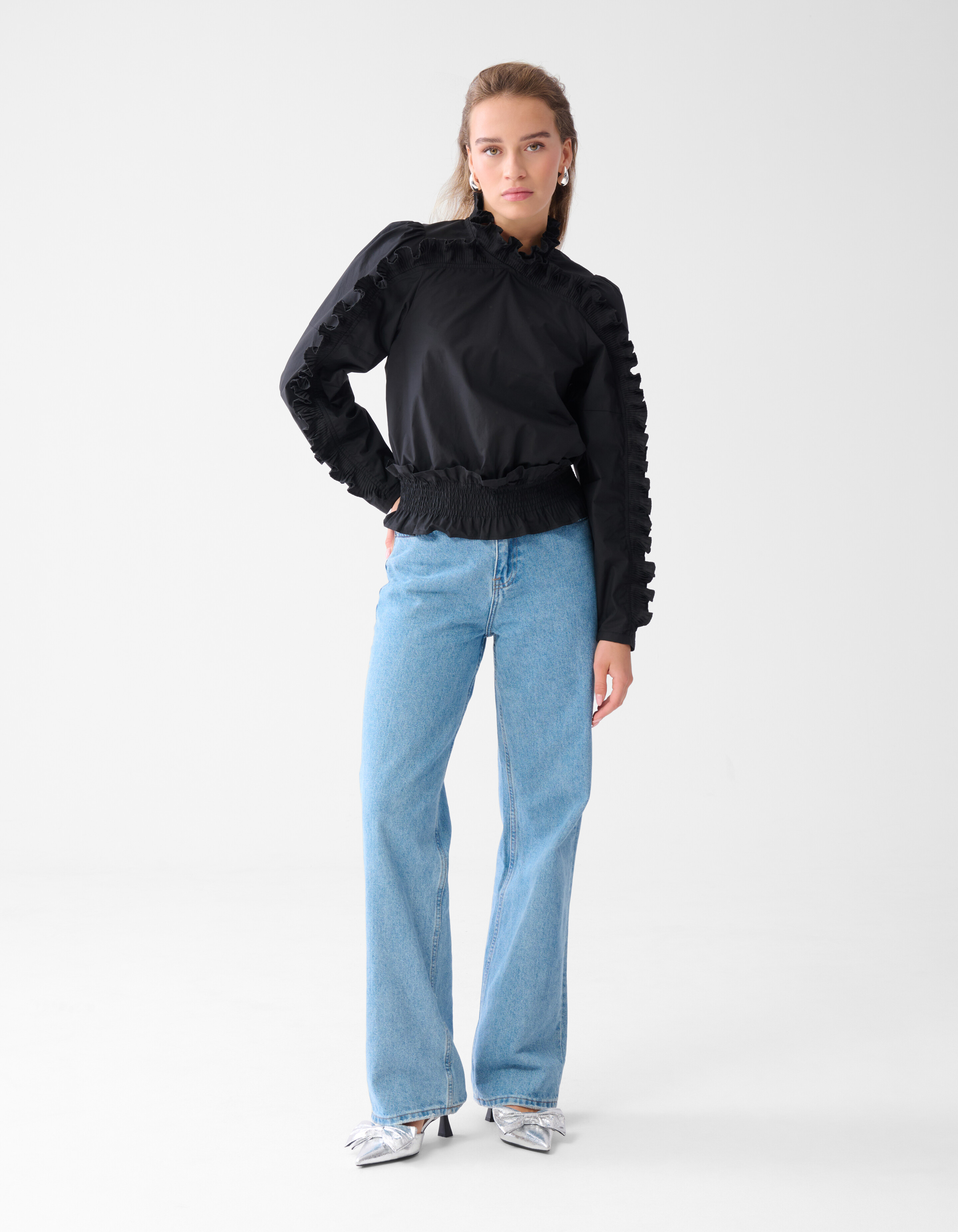 R&uuml;schen-Top Schwarz SHOEBY WOMEN