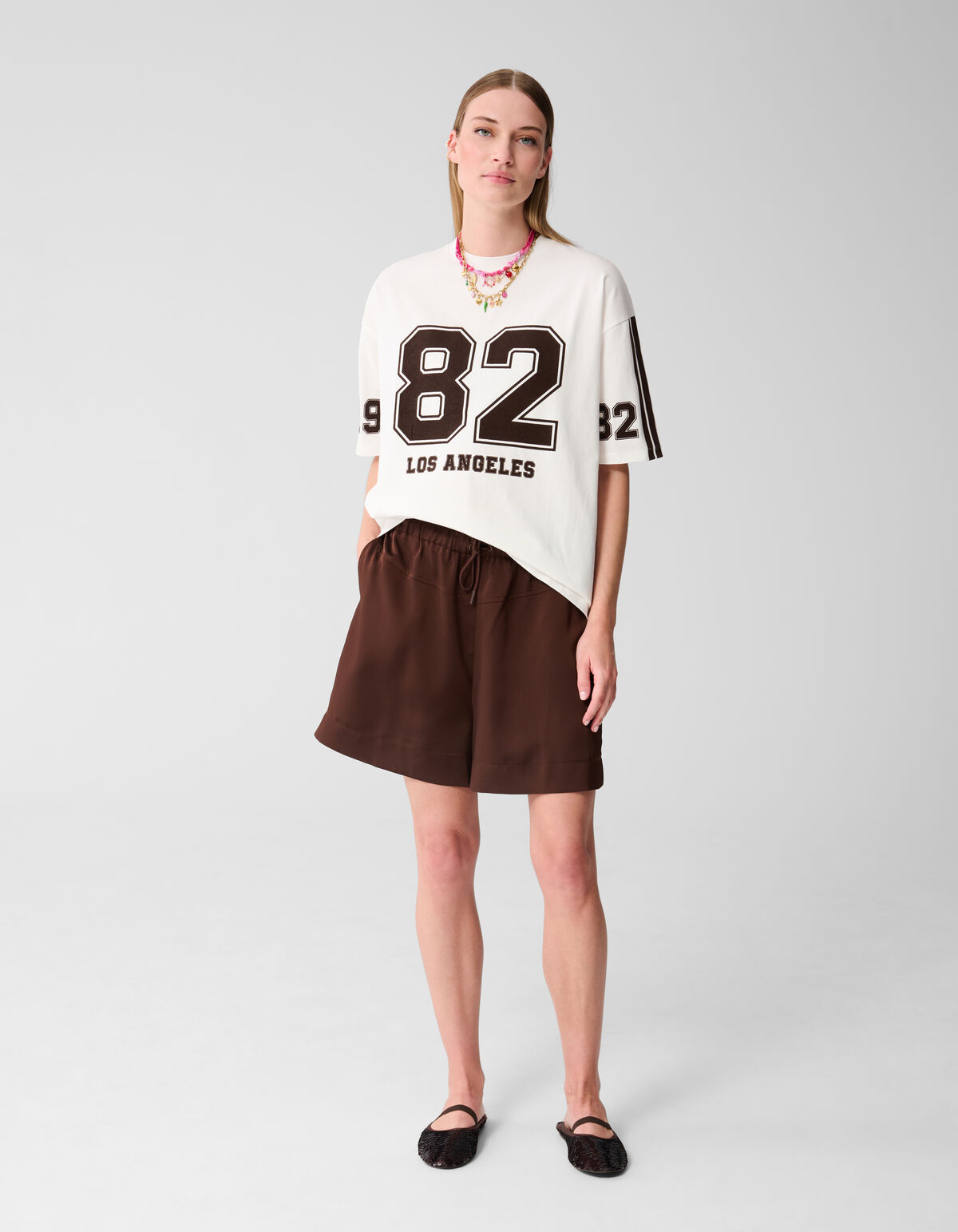 Varsity-T-Shirt in Übergröße Weiß SHOEBY WOMEN