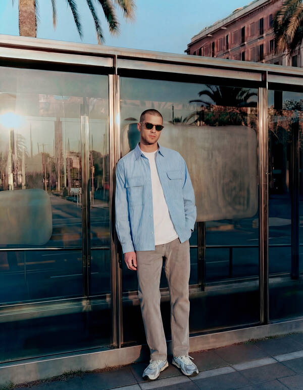 Relaxed Fit Nadelstreifenhemd Hellblau SHOEBY MEN