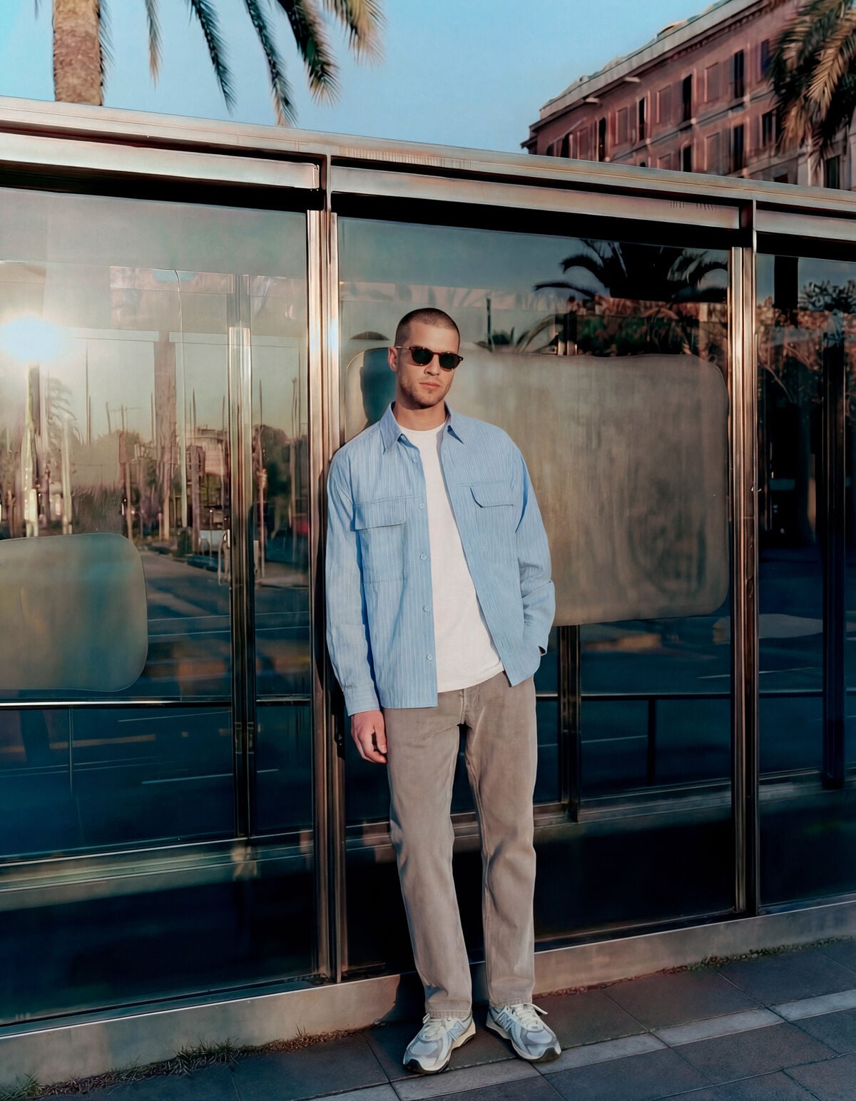 Relaxed Fit Nadelstreifenhemd Hellblau SHOEBY MEN