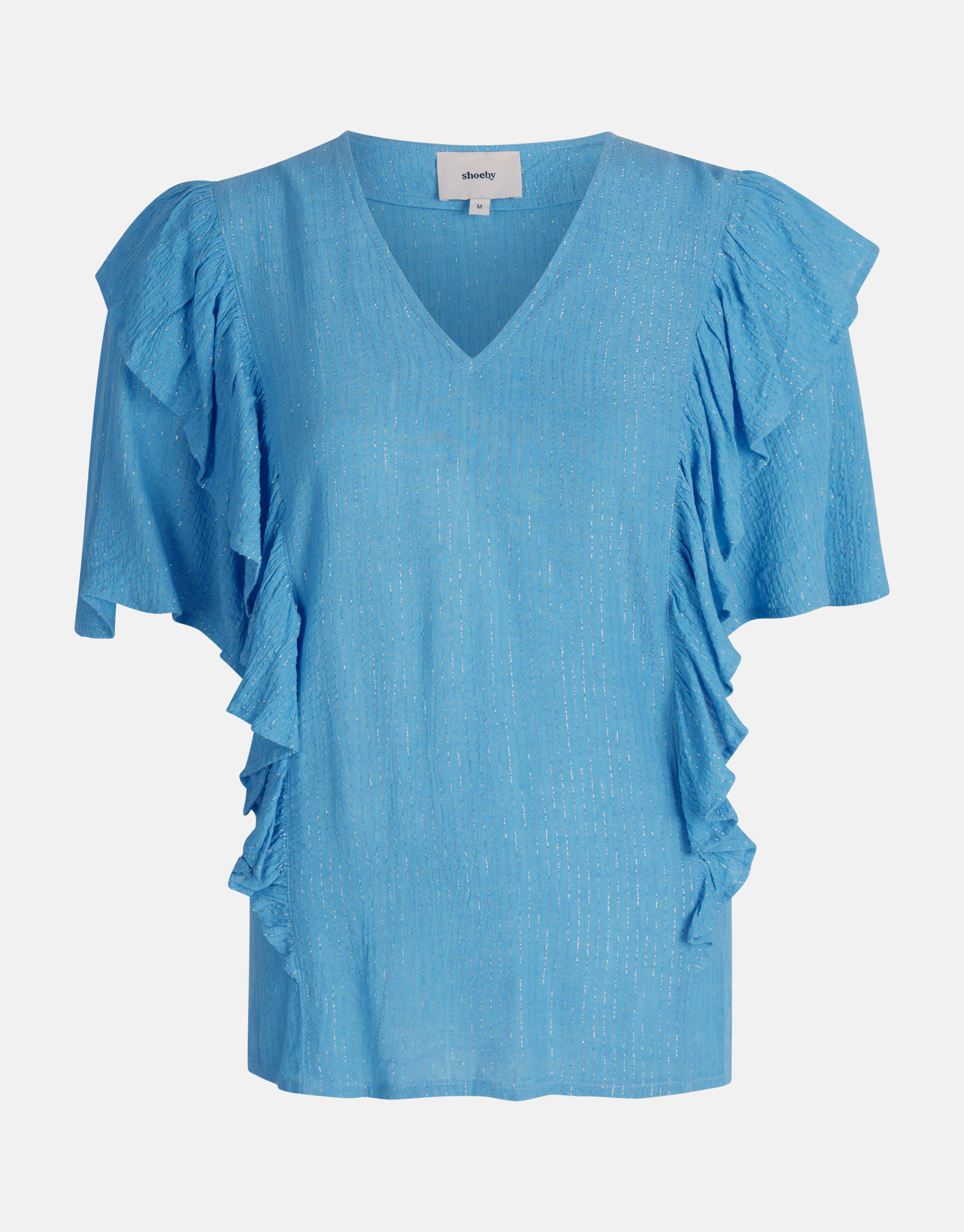 Rüschen-Lurex-Top Blau SHOEBY WOMEN