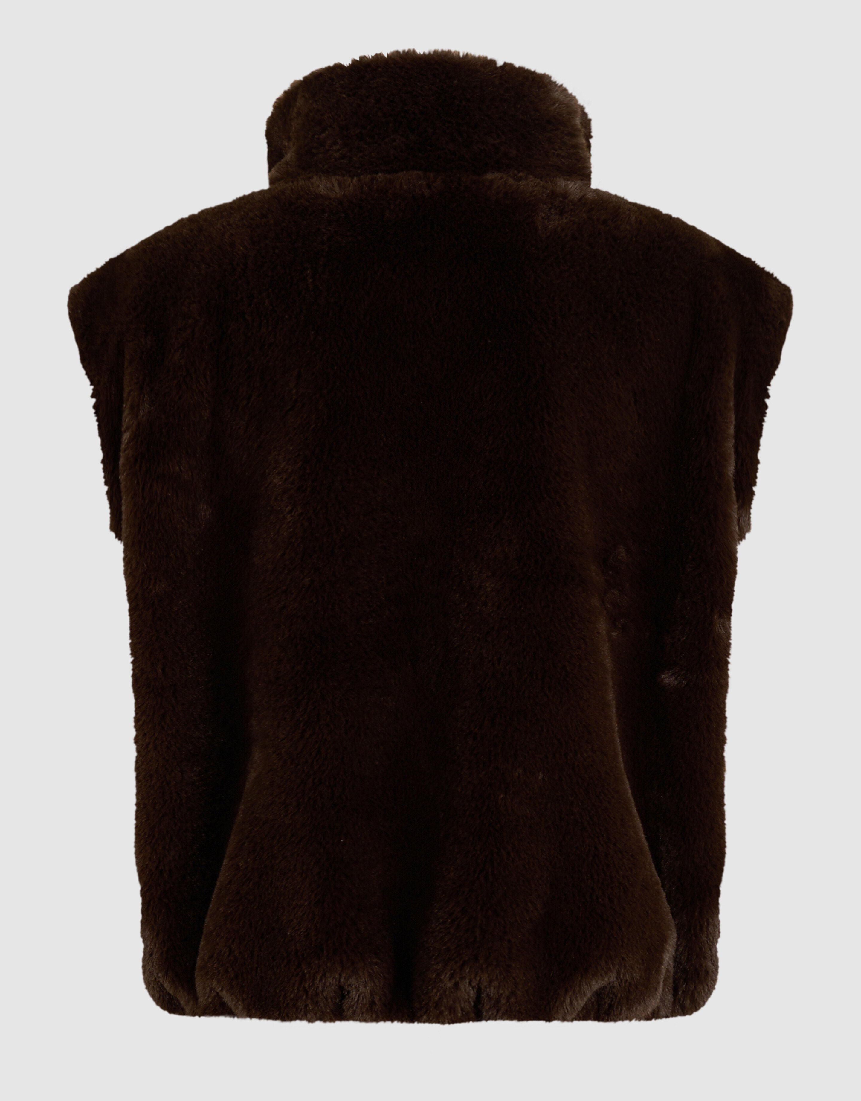 Faux Fur Cargo Gilet Donkerbruin SHOEBY GIRLS