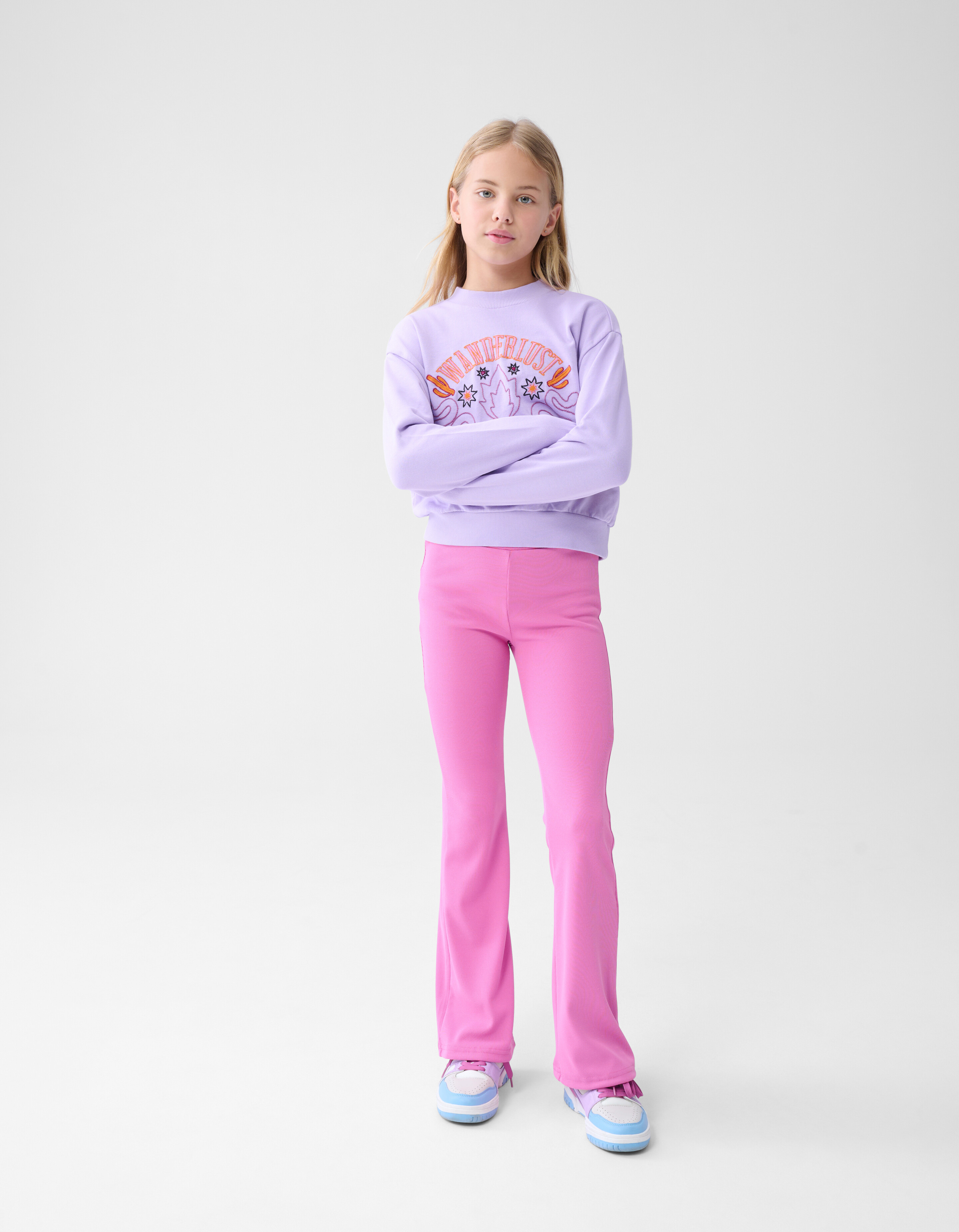 Ausgestellte Rippen-Leggings Rosa SHOEBY GIRLS