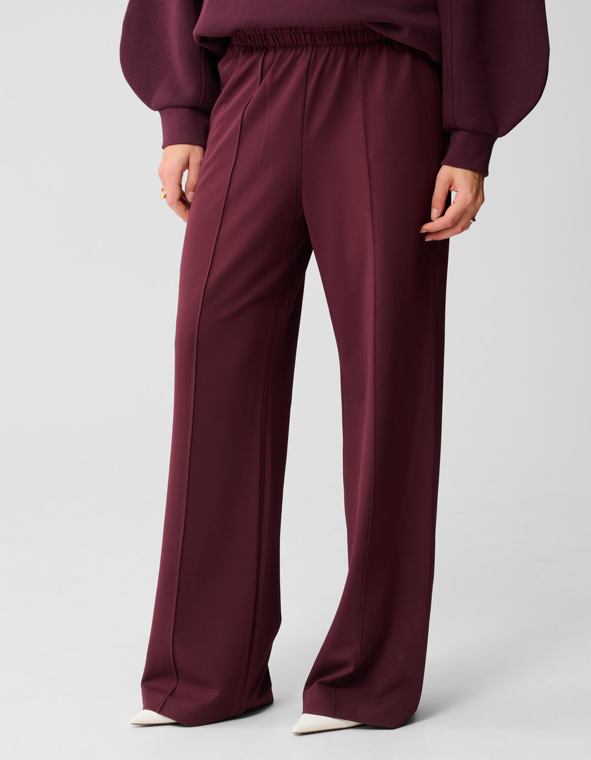 Dunkelrote Basic-Hose mit weitem Bein SHOEBY WOMEN