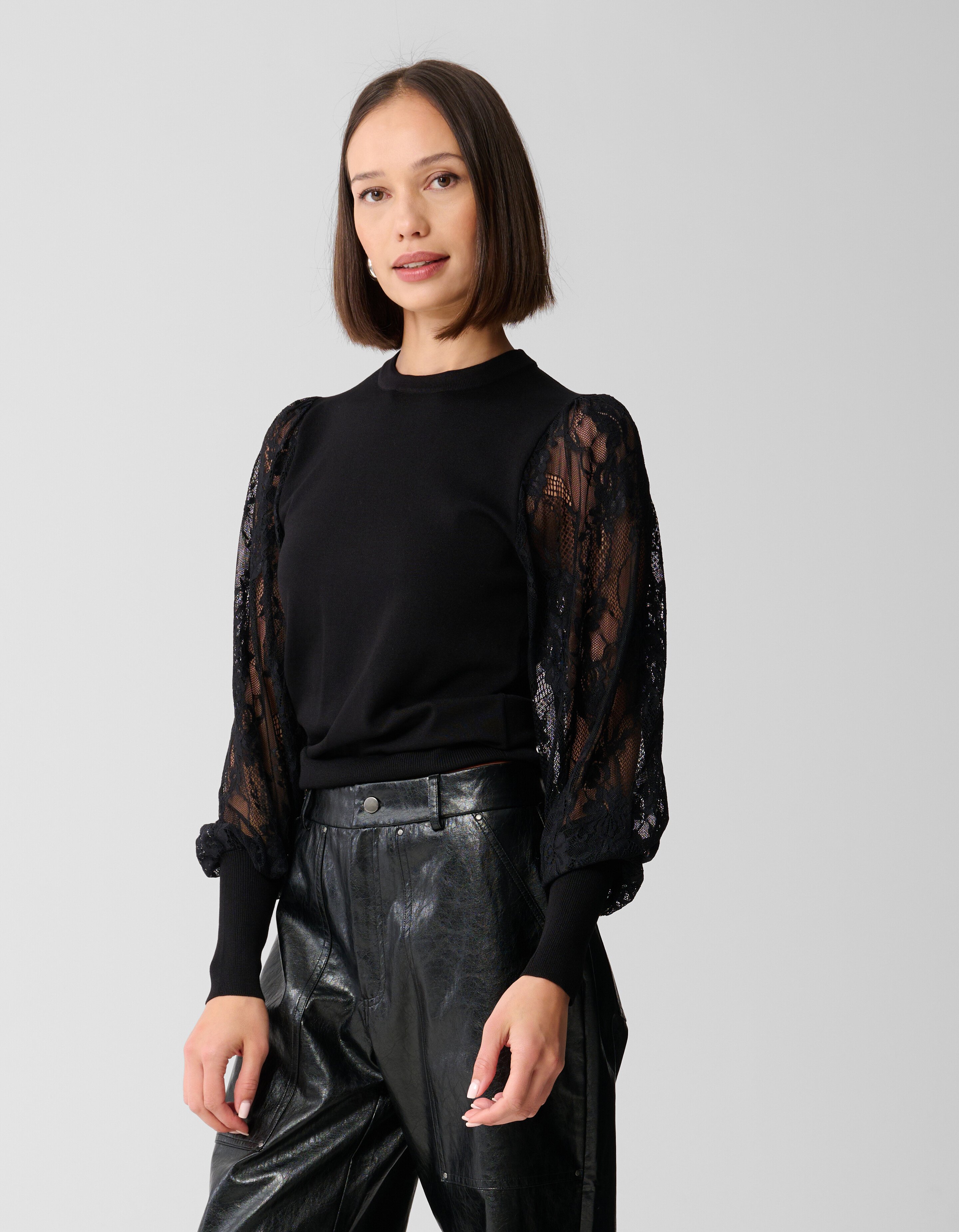 Spitzenstrickpullover Schwarz SHOEBY WOMEN