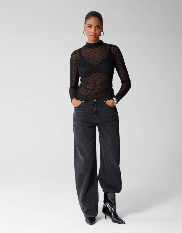 Mesh Punkte Top Schwarz SHOEBY WOMEN