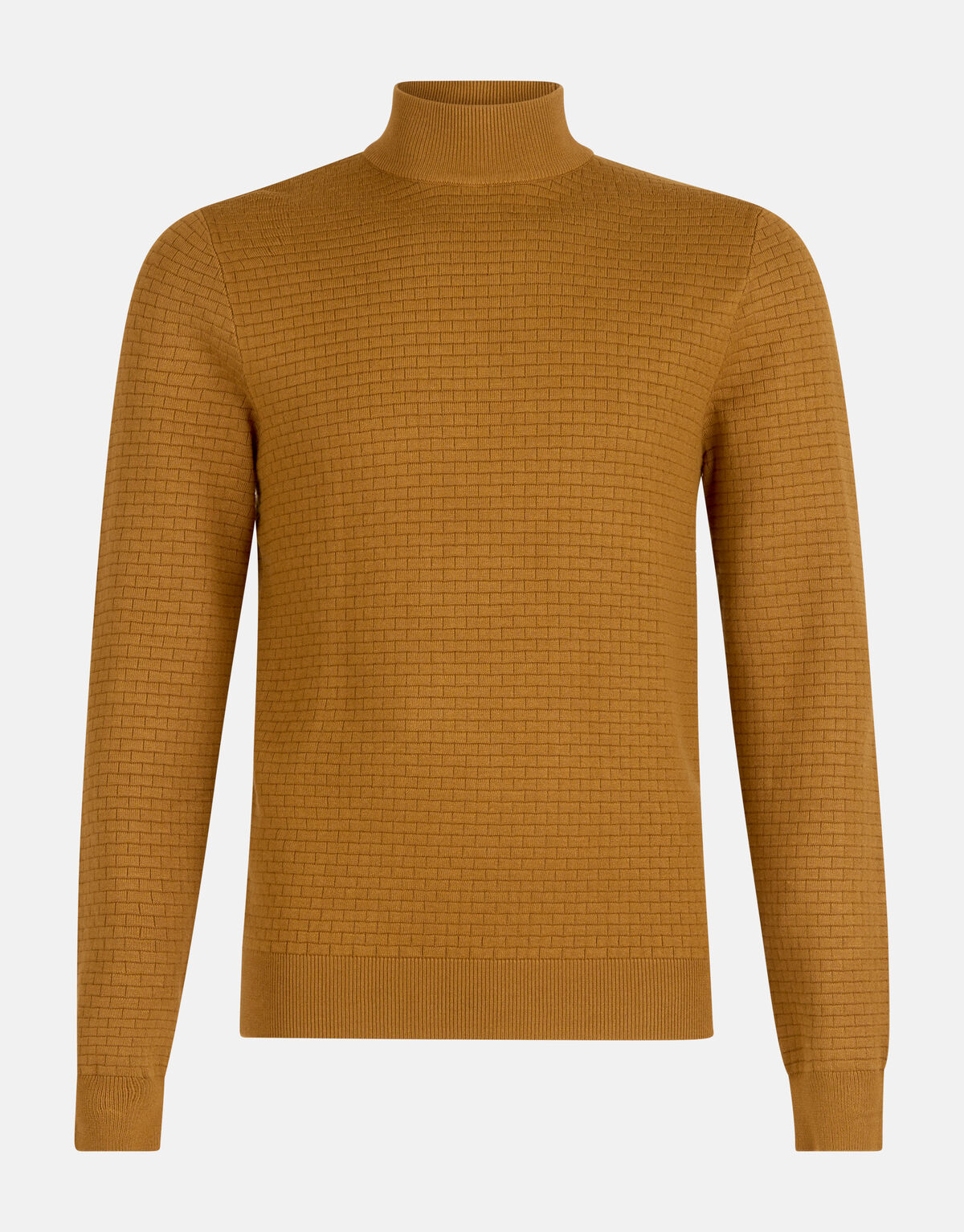 Rollkragenpullover mit Blockmuster Braun SHOEBY MEN