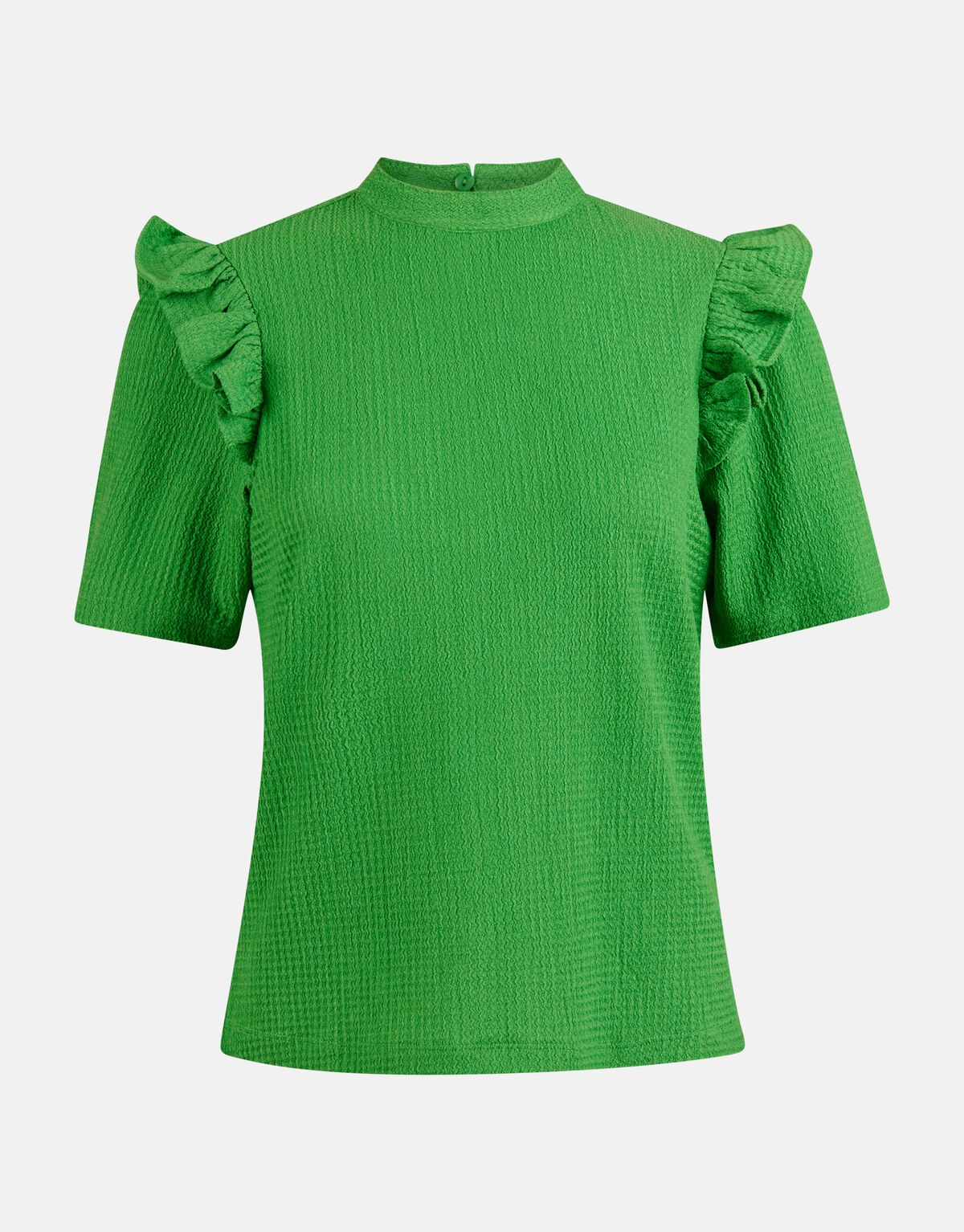 Crinkle Ruffle Top Groen SHOEBY WOMEN