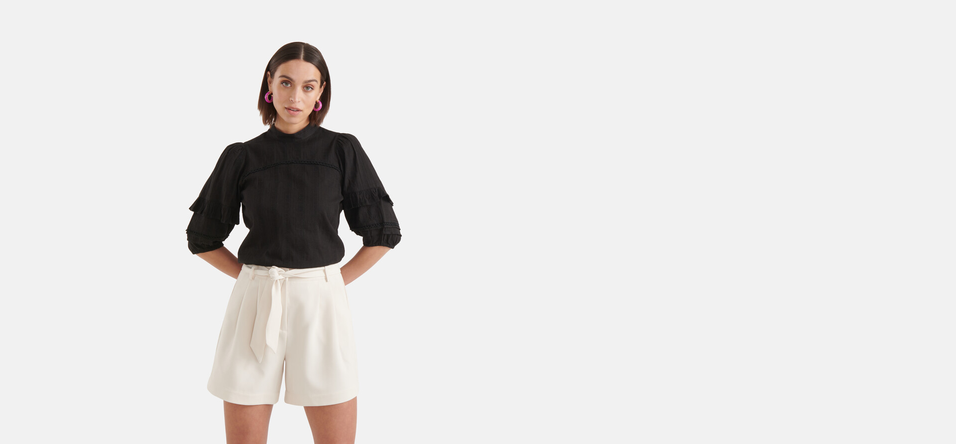 Rüschen Bluse Schwarz SHOEBY WOMEN