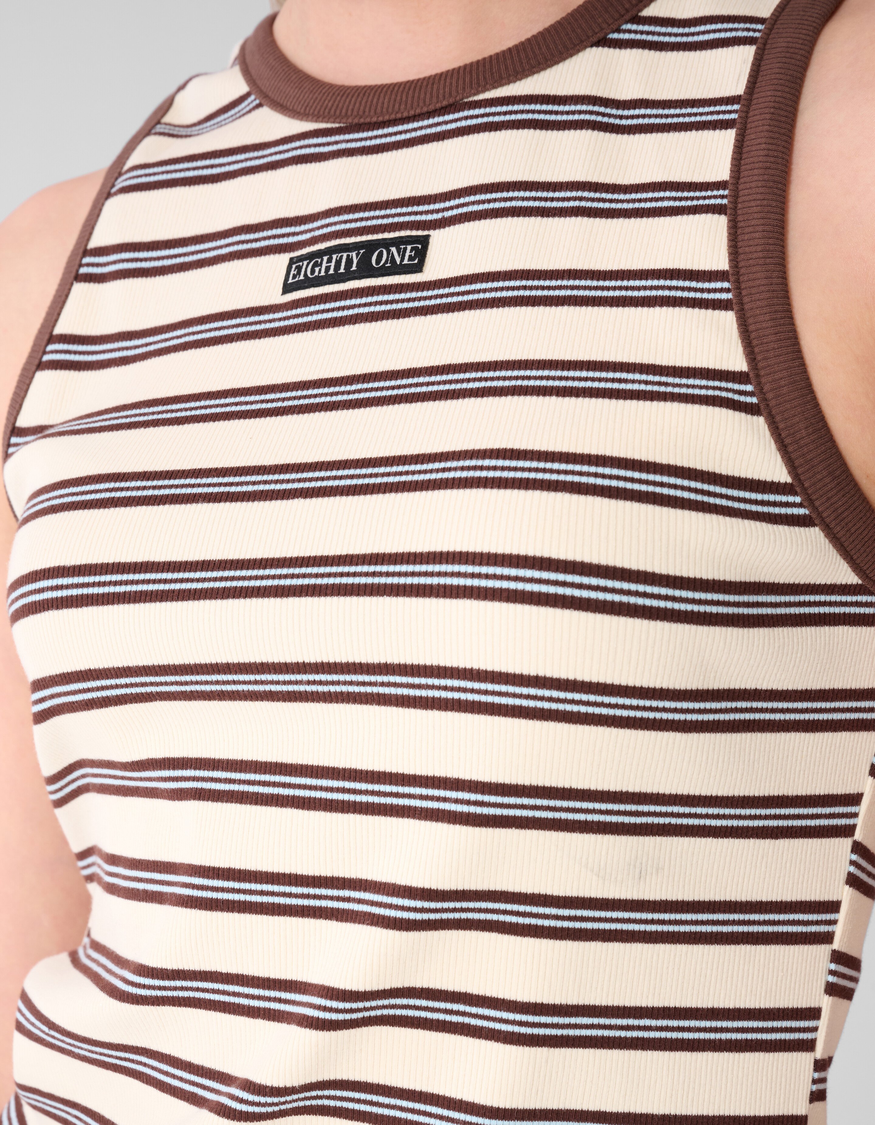 Gestreiftes Singlet mit Etikett Gebrochenes Wei&szlig; SHOEBY WOMEN