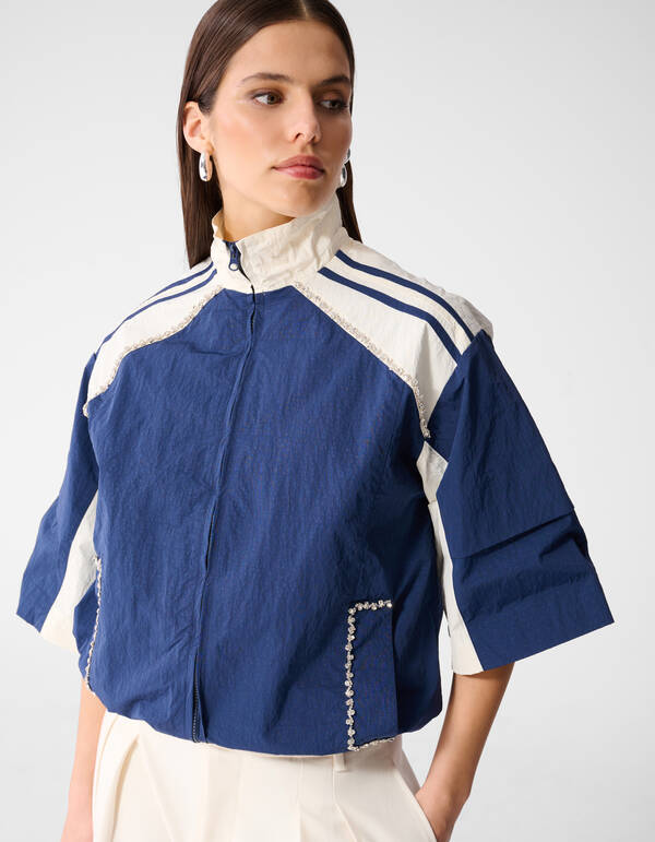 &Uuml;bergro&szlig;e sportliche Trainingsjacke Dunkelblau SHOEBY WOMEN