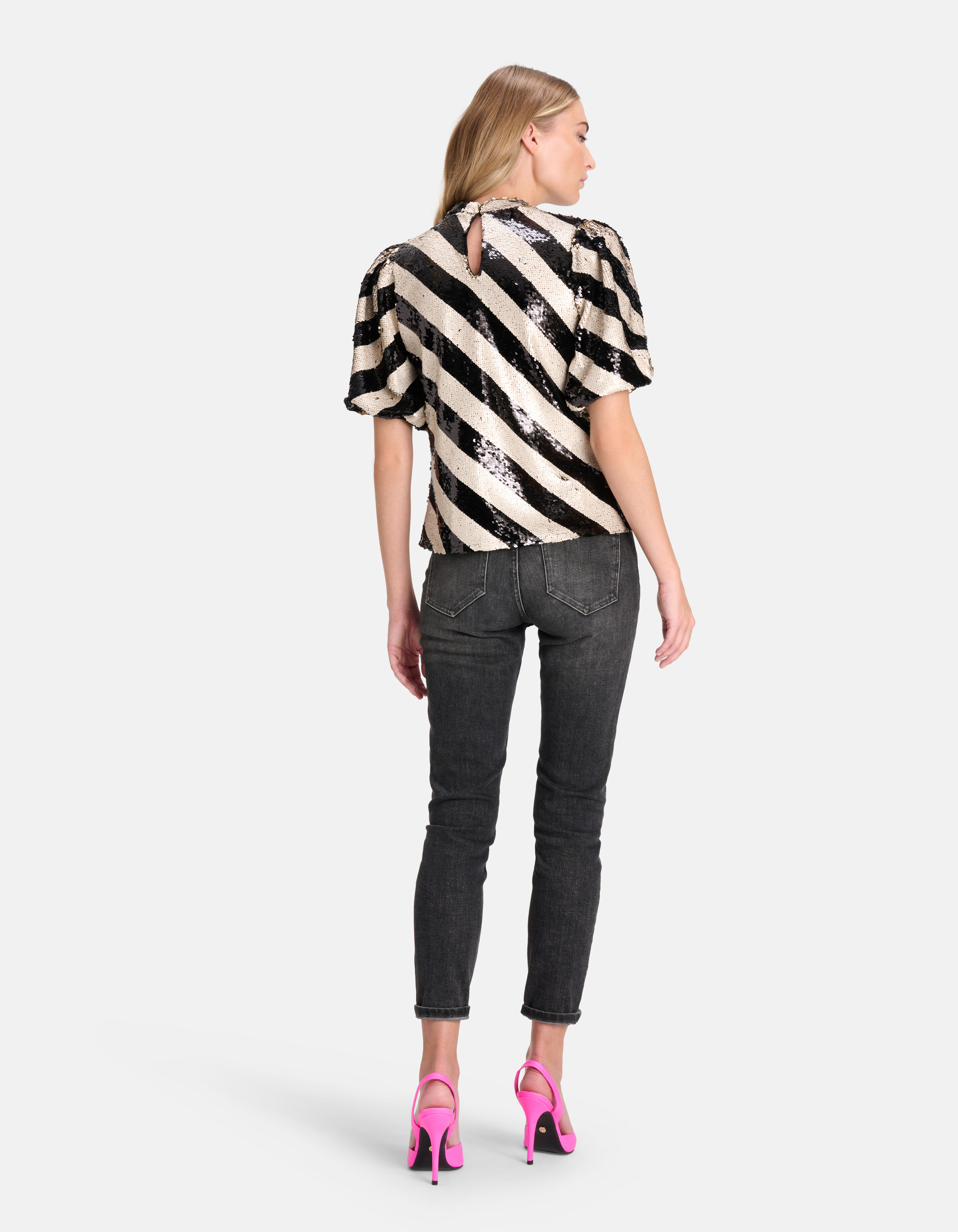 Pailletten-Top Schwarz/Weiß SHOEBY WOMEN
