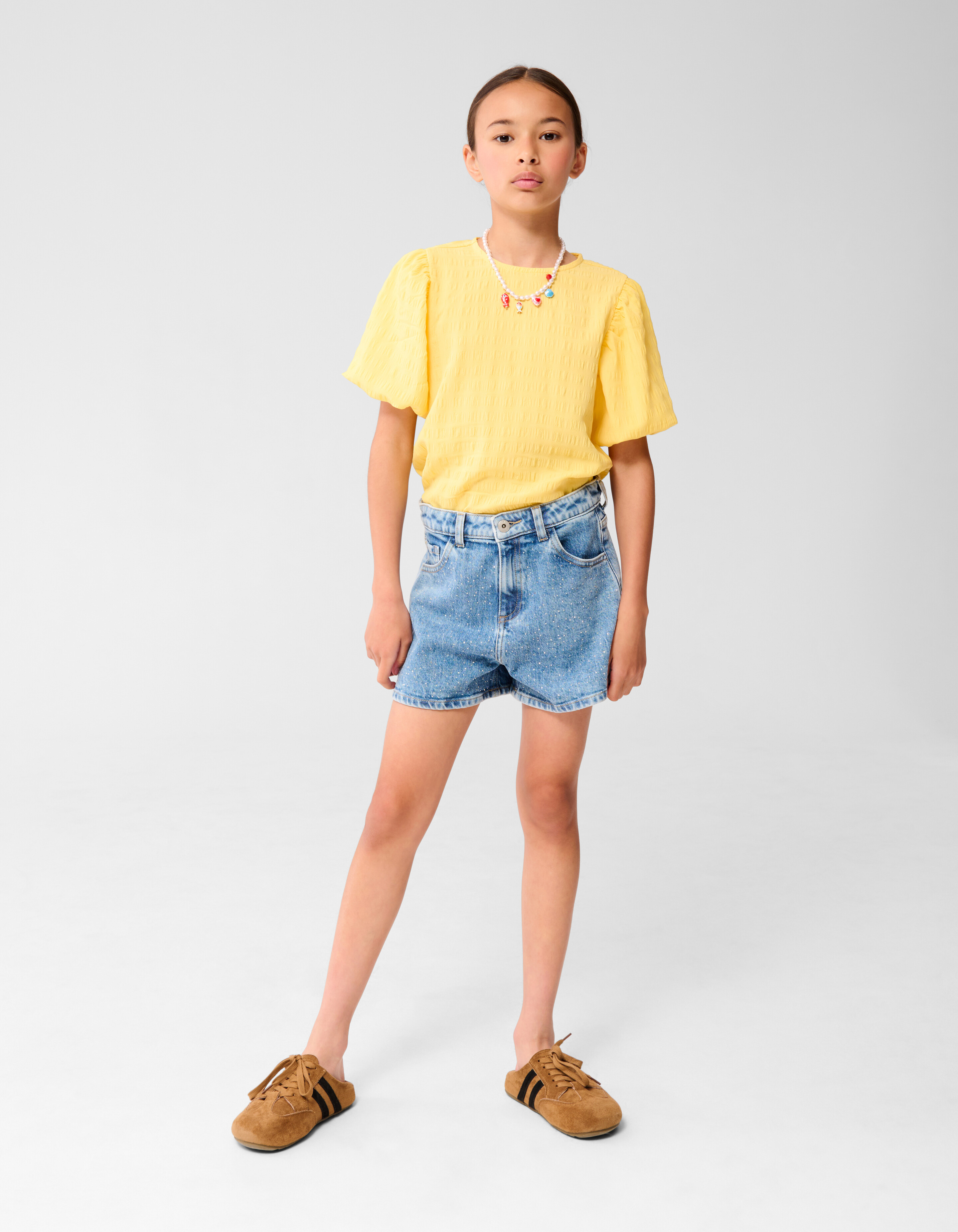 Crinkle Bow Top Hellgelb SHOEBY GIRLS