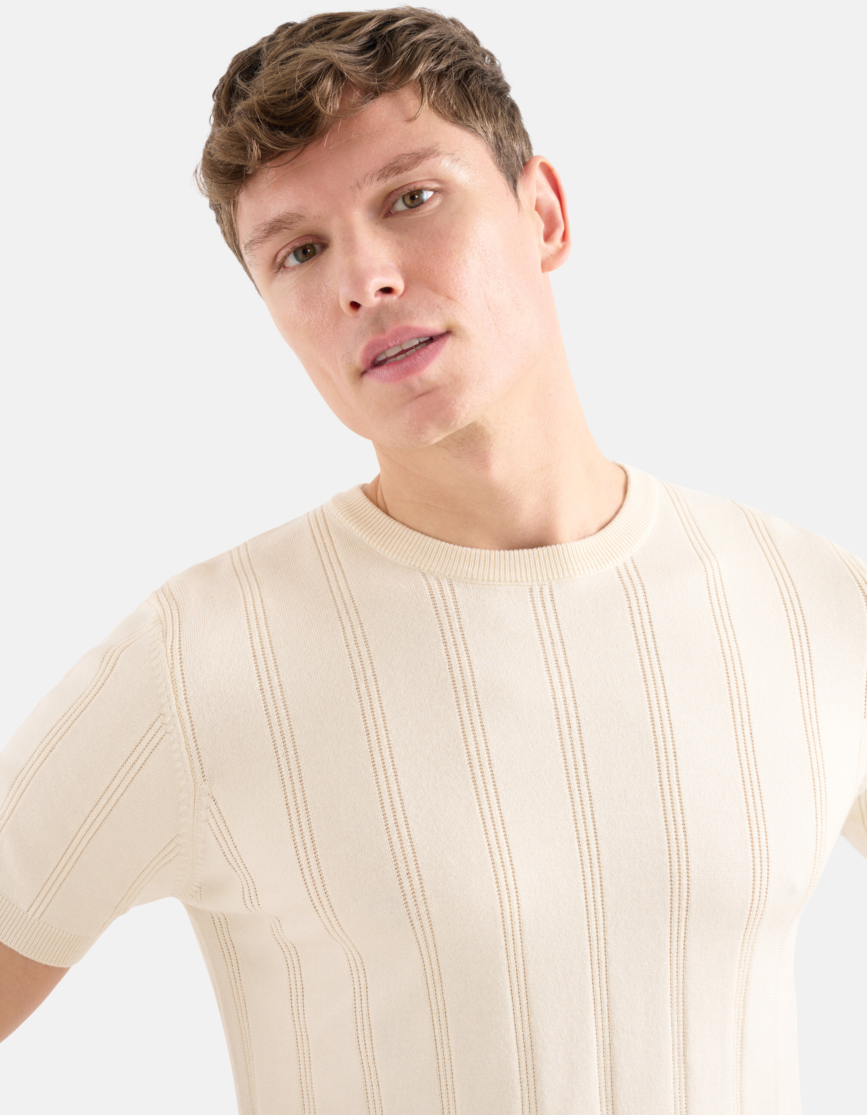 Gestricktes T-shirt Beige SHOEBY MEN