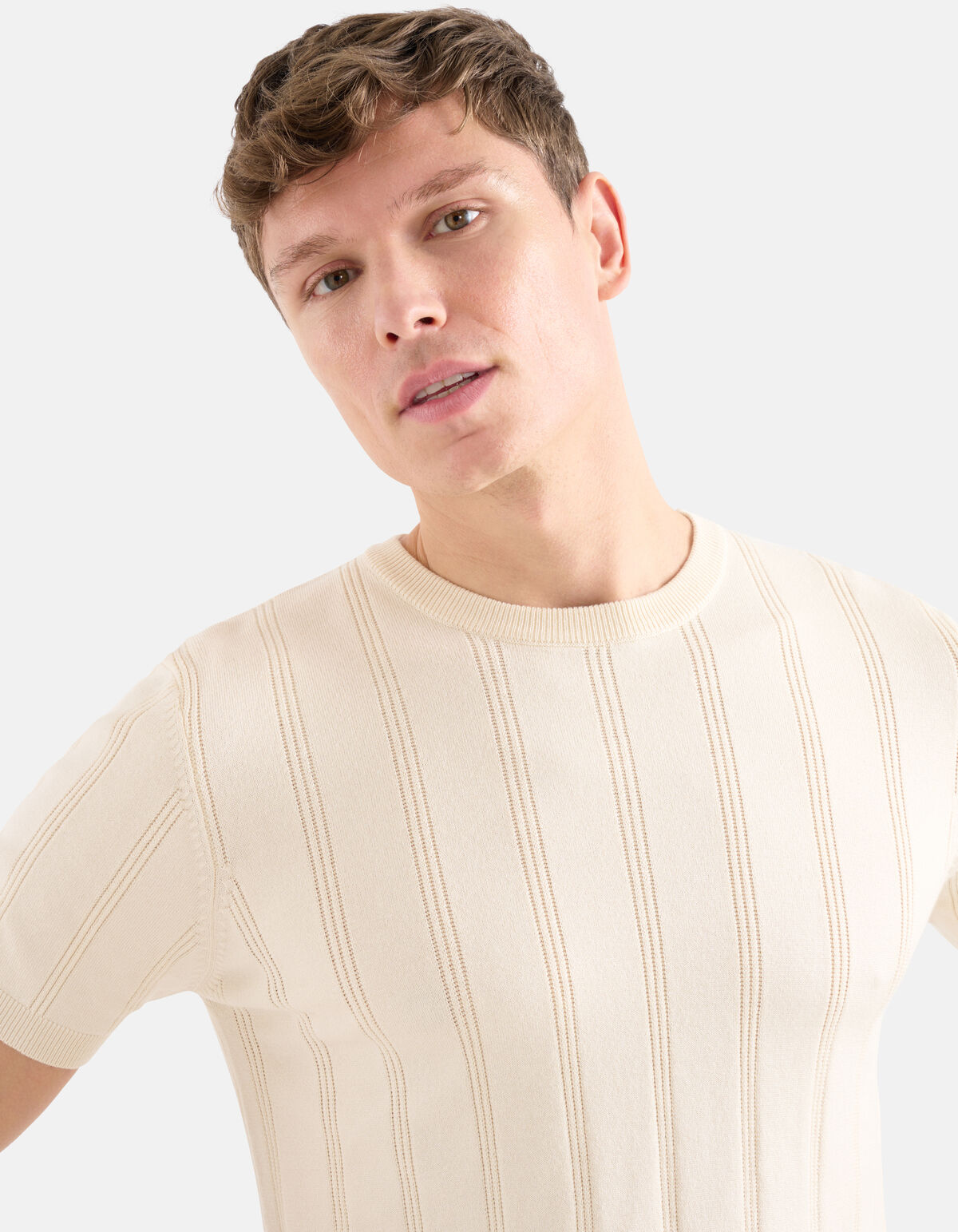 Gestricktes T-shirt Beige SHOEBY MEN