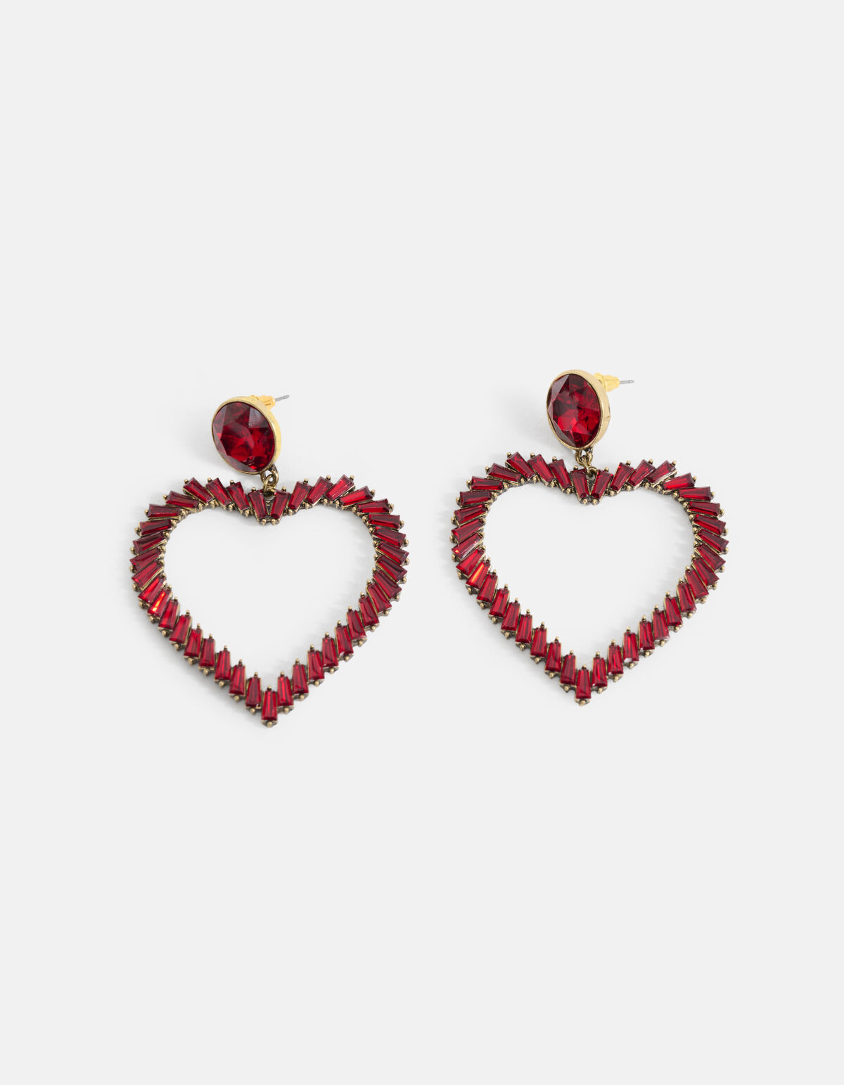 Strass Heart Oorbellen Rood SHOEBY ACCESSOIRES