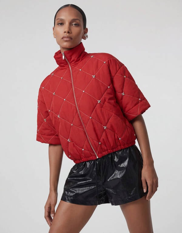 Stepp-Bomberjacke mit Strass Rot SHOEBY WOMEN