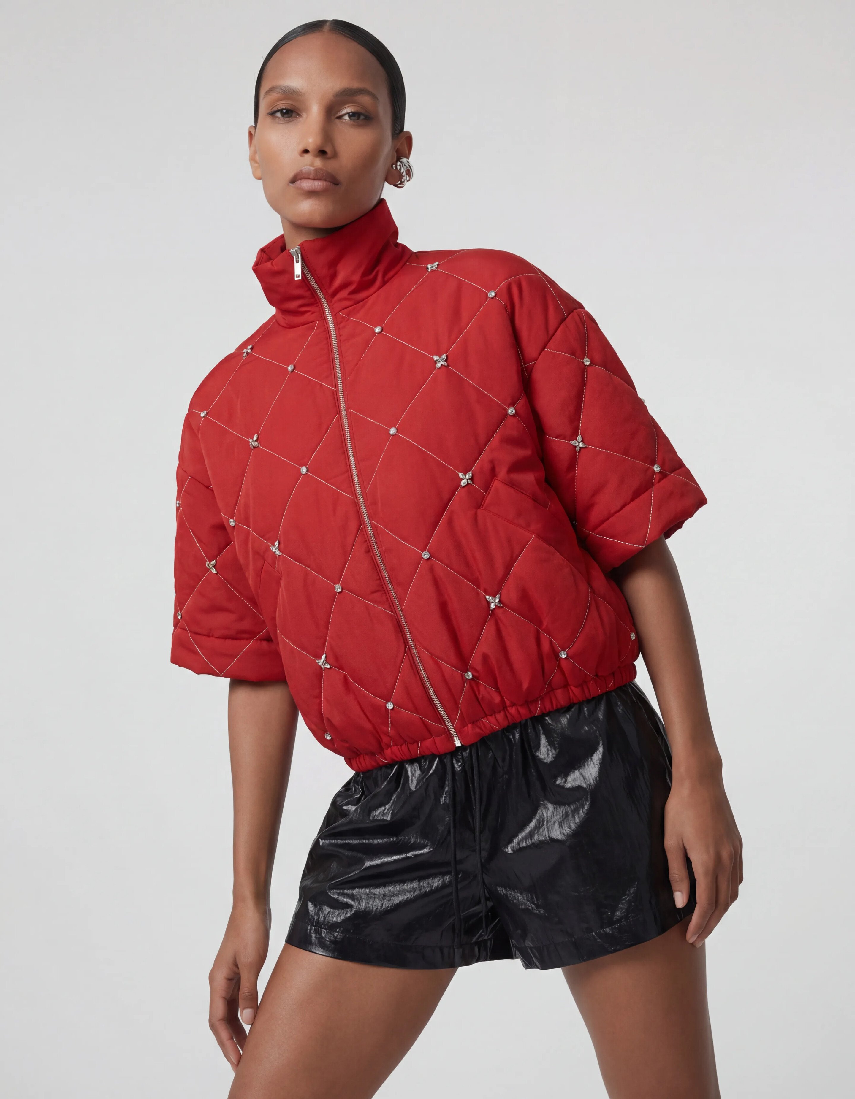 Stepp-Bomberjacke mit Strass Rot SHOEBY WOMEN