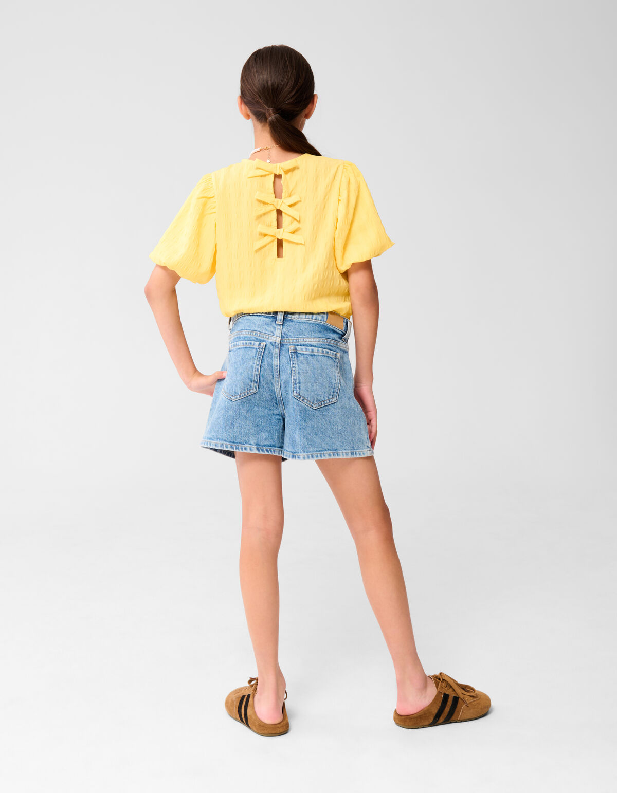Crinkle Bow Top Hellgelb SHOEBY GIRLS