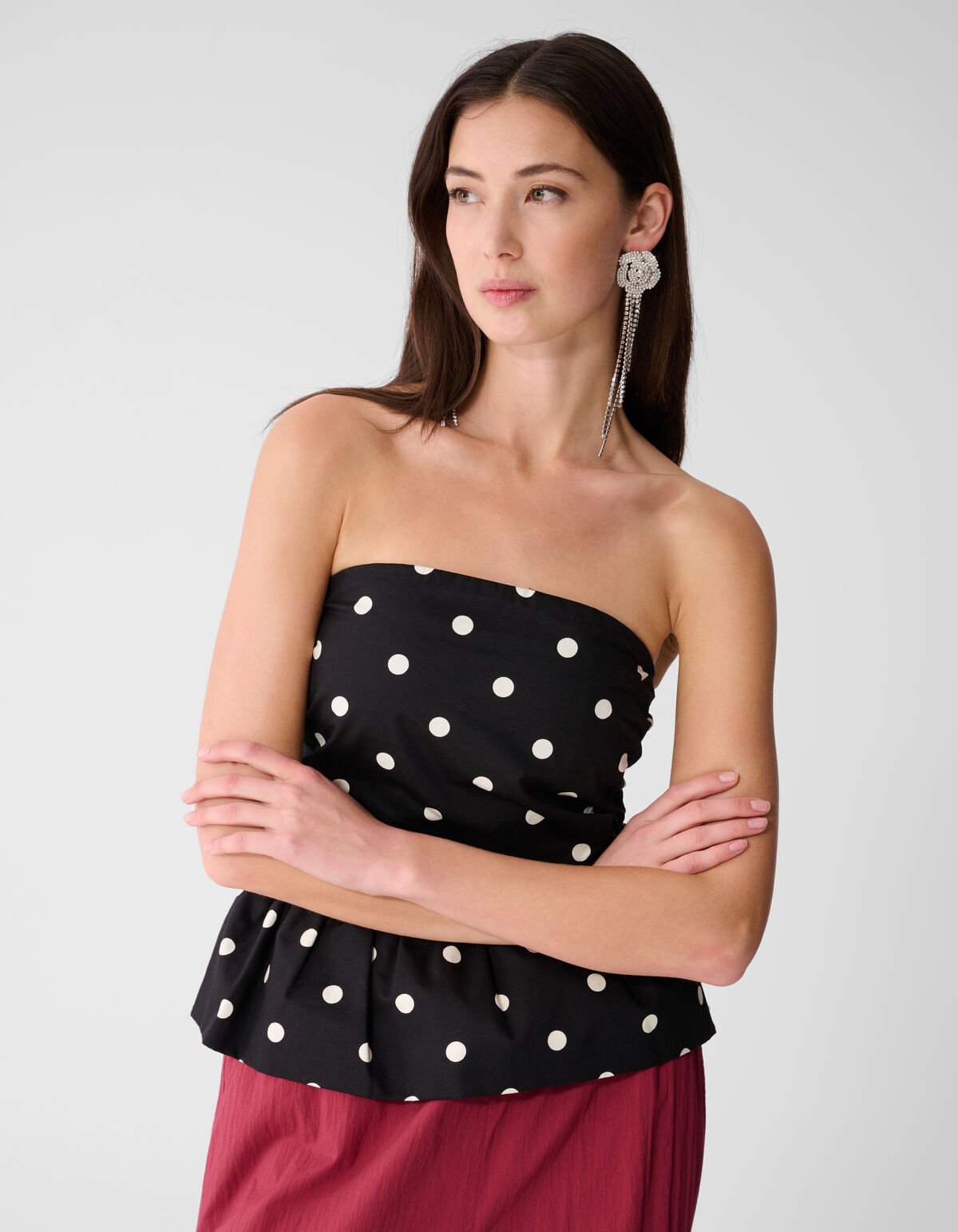 Strapless Polkadot Top Schwarz/Wei&szlig; SHOEBY WOMEN