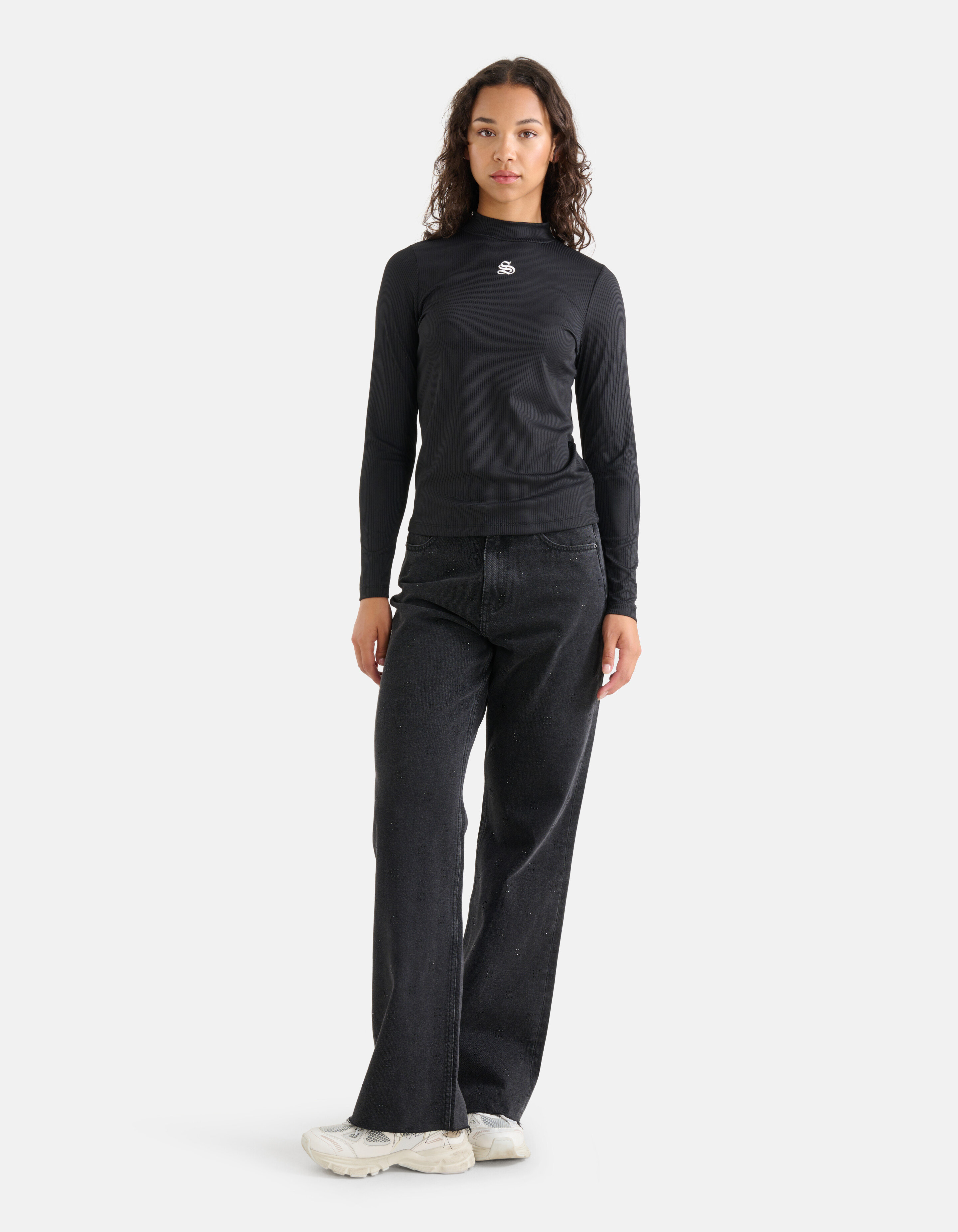 Rippstrick-Rollkragenpullover Schwarz SHOEBY WOMEN