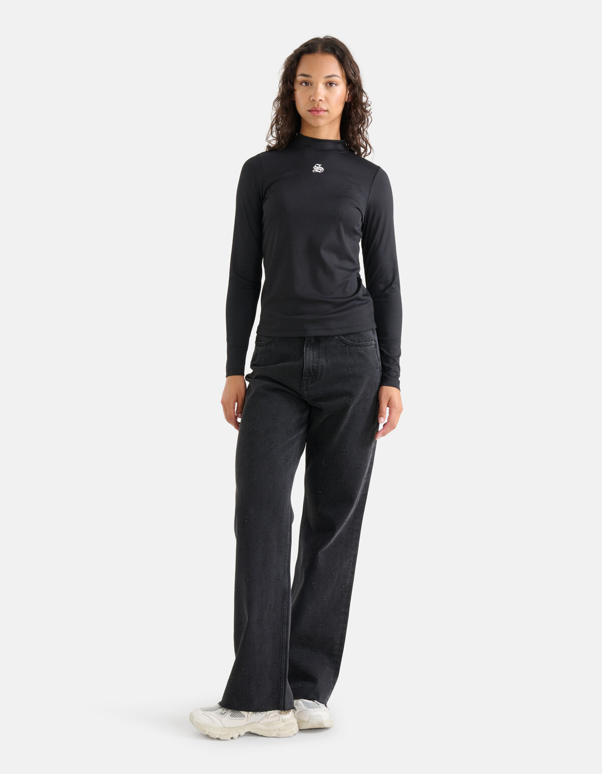 Rippstrick-Rollkragenpullover Schwarz SHOEBY WOMEN