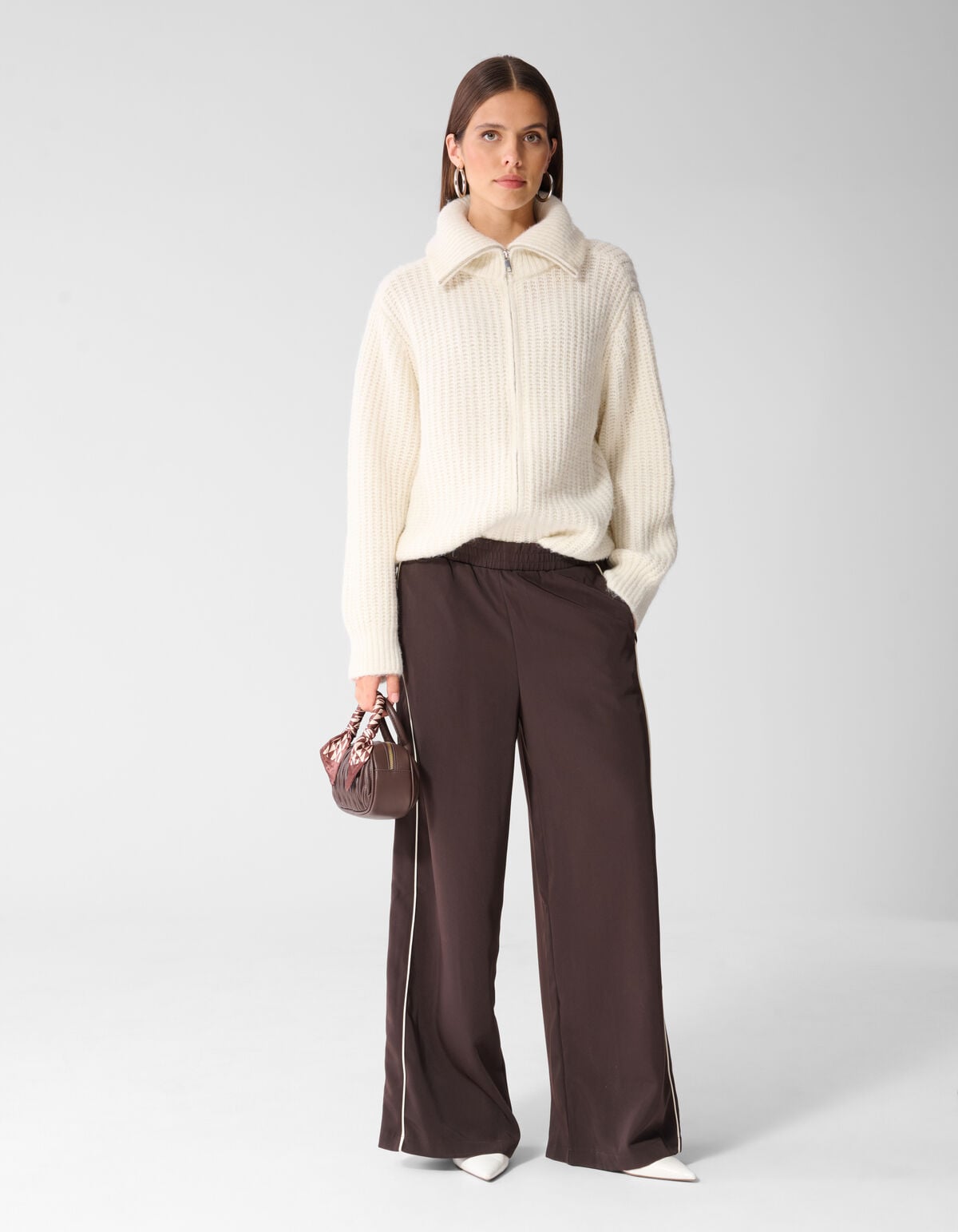Strickweste mit Rei&szlig;verschluss Ecru SHOEBY WOMEN