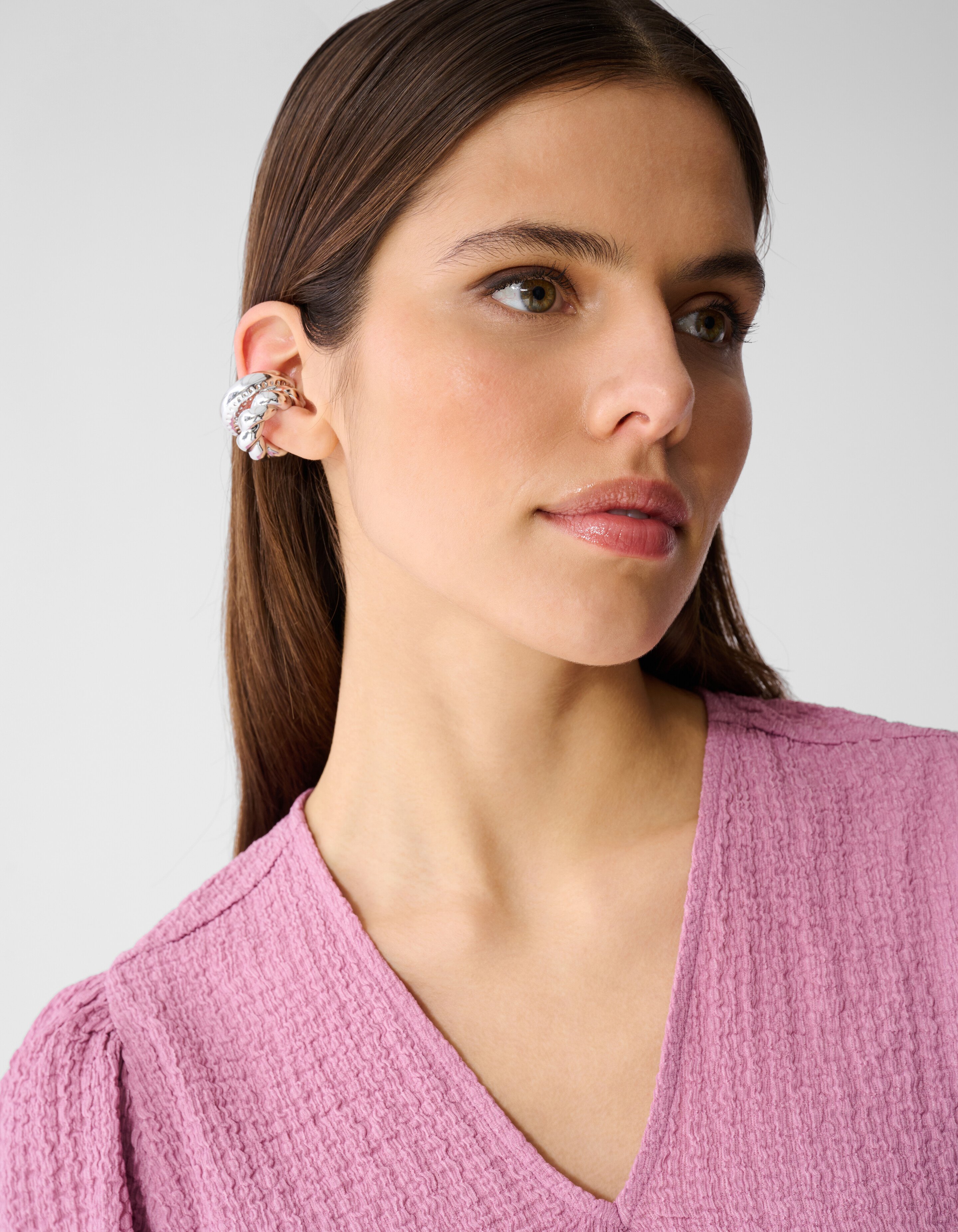 Crinkle-Top mit V-Ausschnitt in Rosa SHOEBY WOMEN