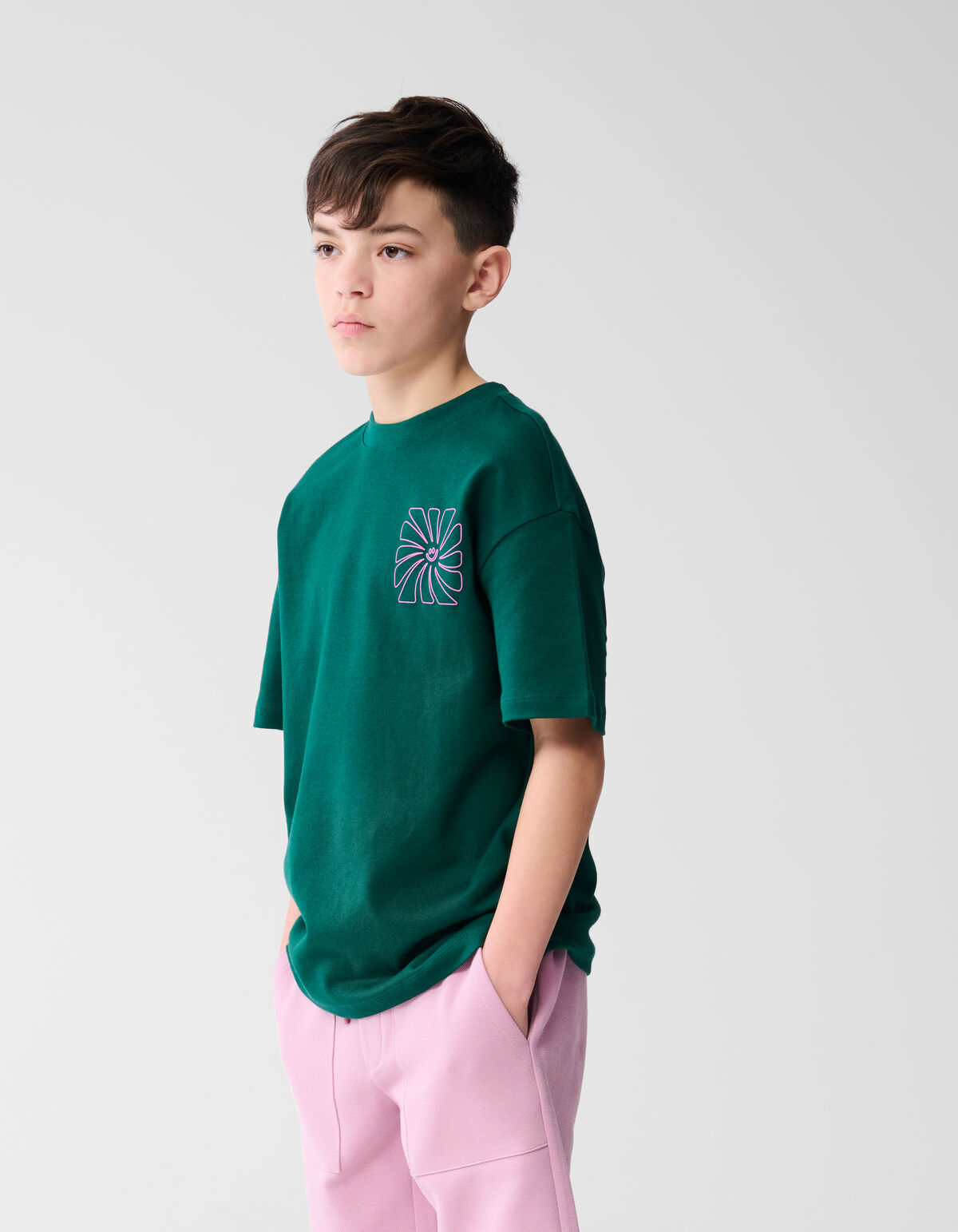 Happy Artwork T-shirt Dunkelgr&uuml;n SHOEBY BOYS