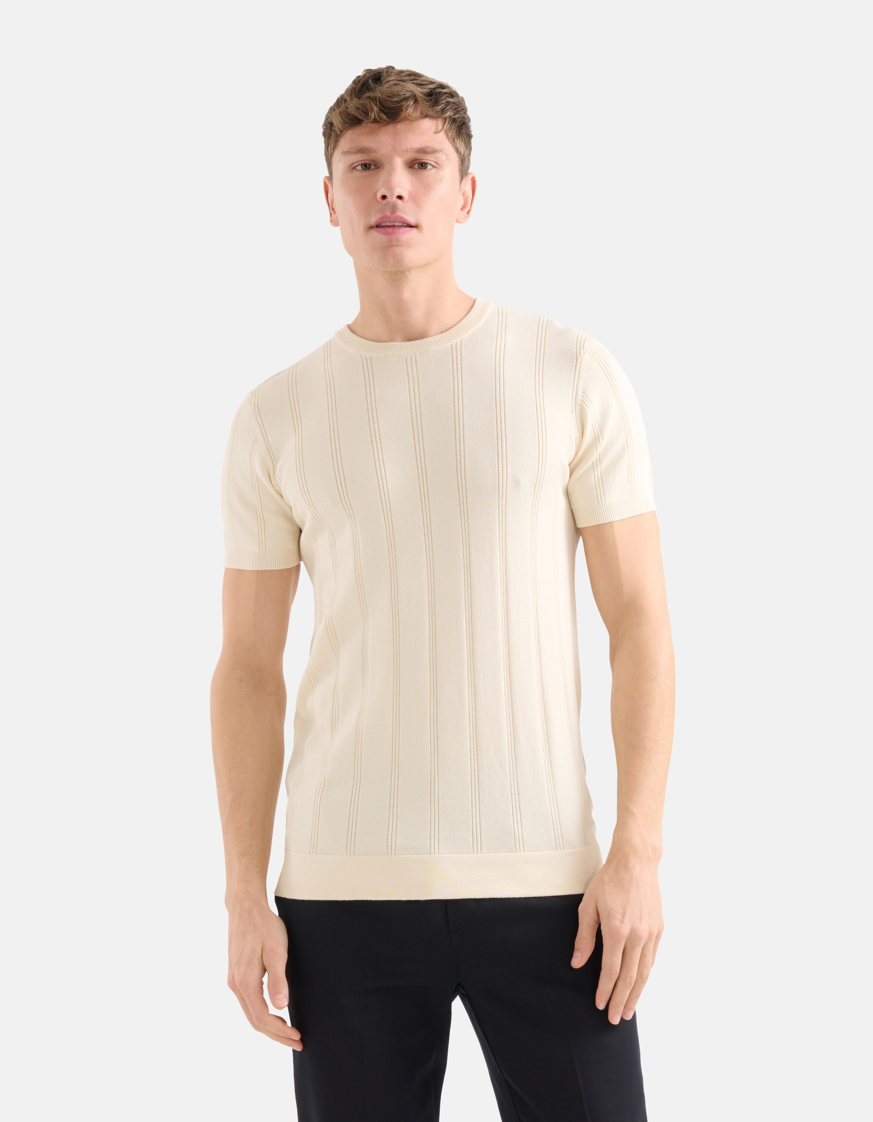 Gestricktes T-shirt Beige SHOEBY MEN