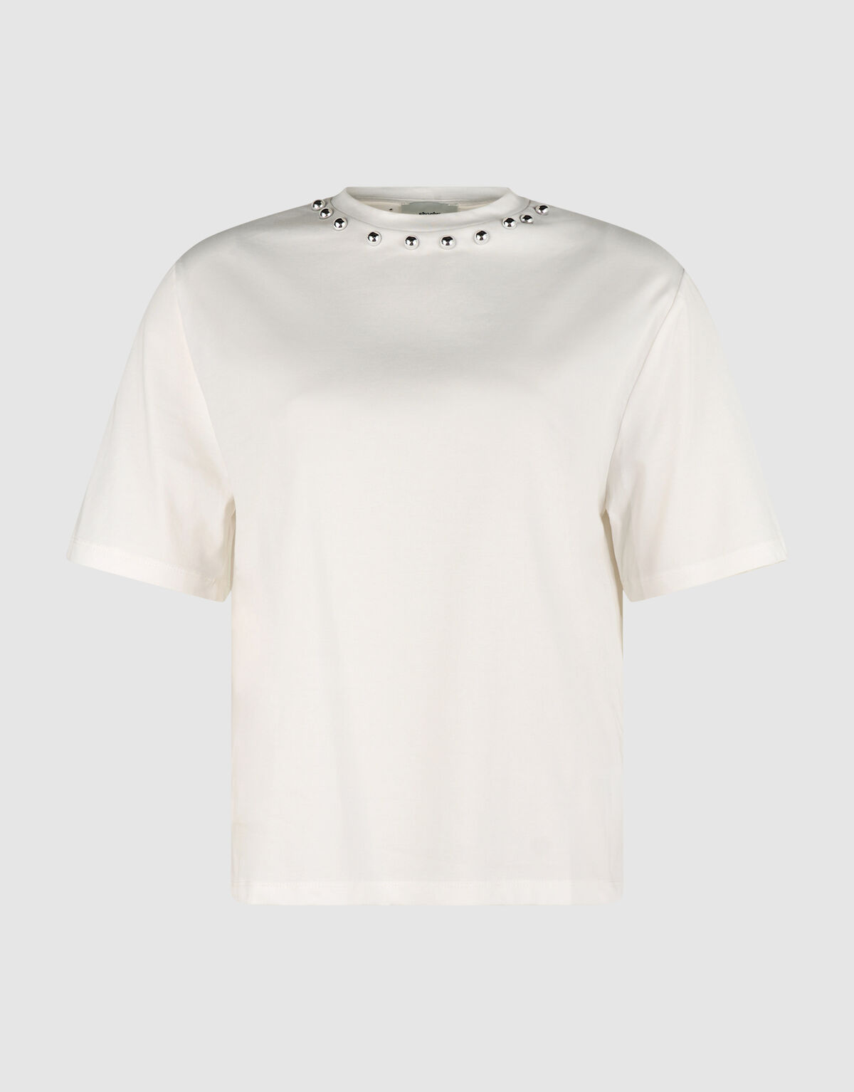 T-Shirt mit Nieten am Kragen Gebrochenes Wei&szlig; SHOEBY WOMEN