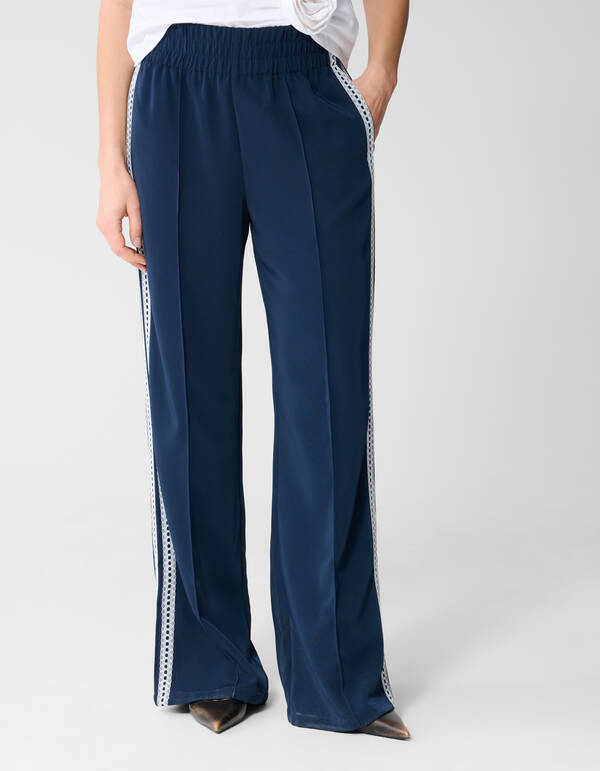 Kanten Wide-Leg-Hose Dunkelblau SHOEBY WOMEN