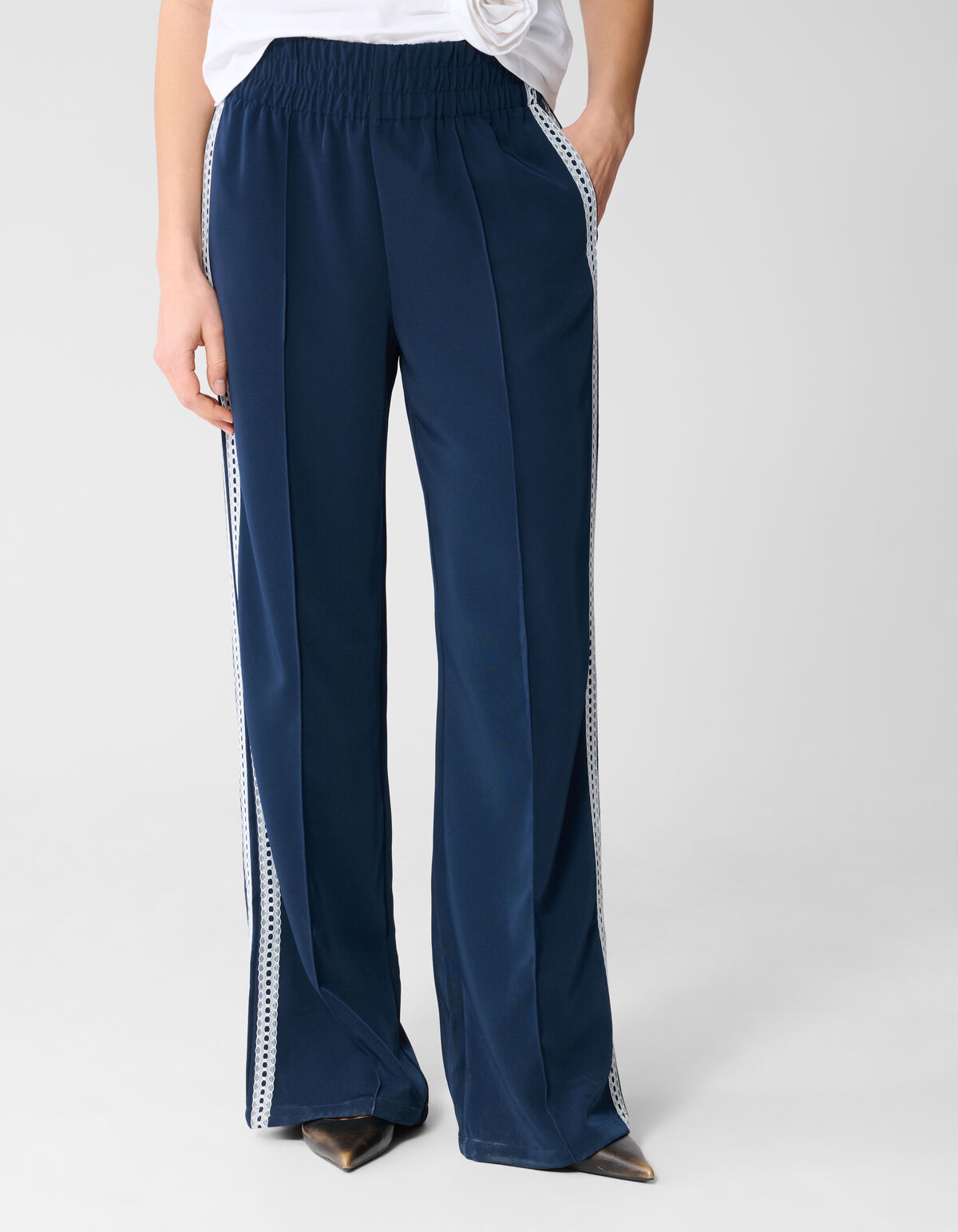 Kanten Wide-Leg-Hose Dunkelblau SHOEBY WOMEN